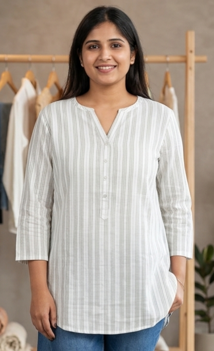 Green colour pure cotton fabric top (Z0743)