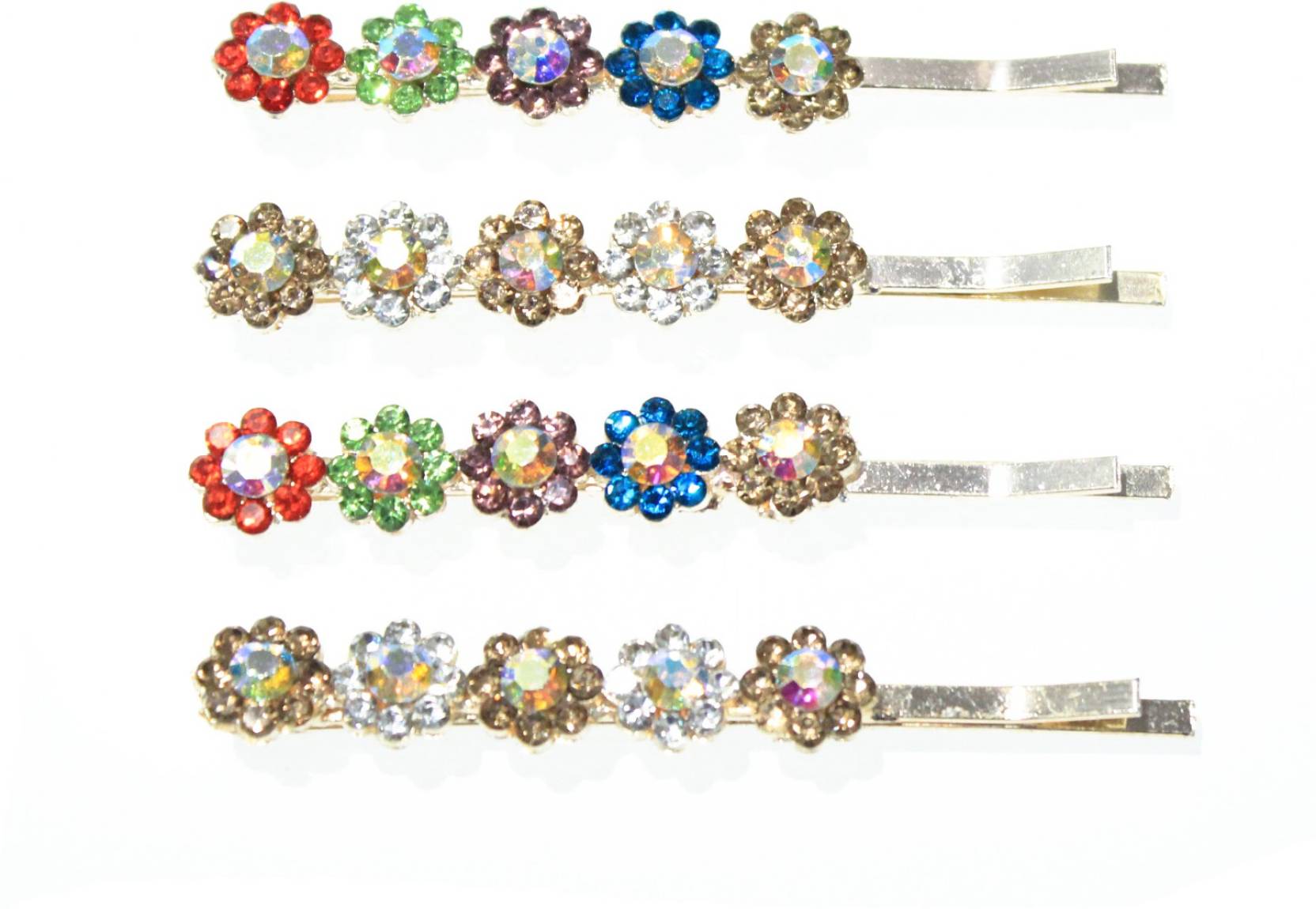La Belleza multicolor flower hair pin pack of 4 Hair Pin  (Multicolor)