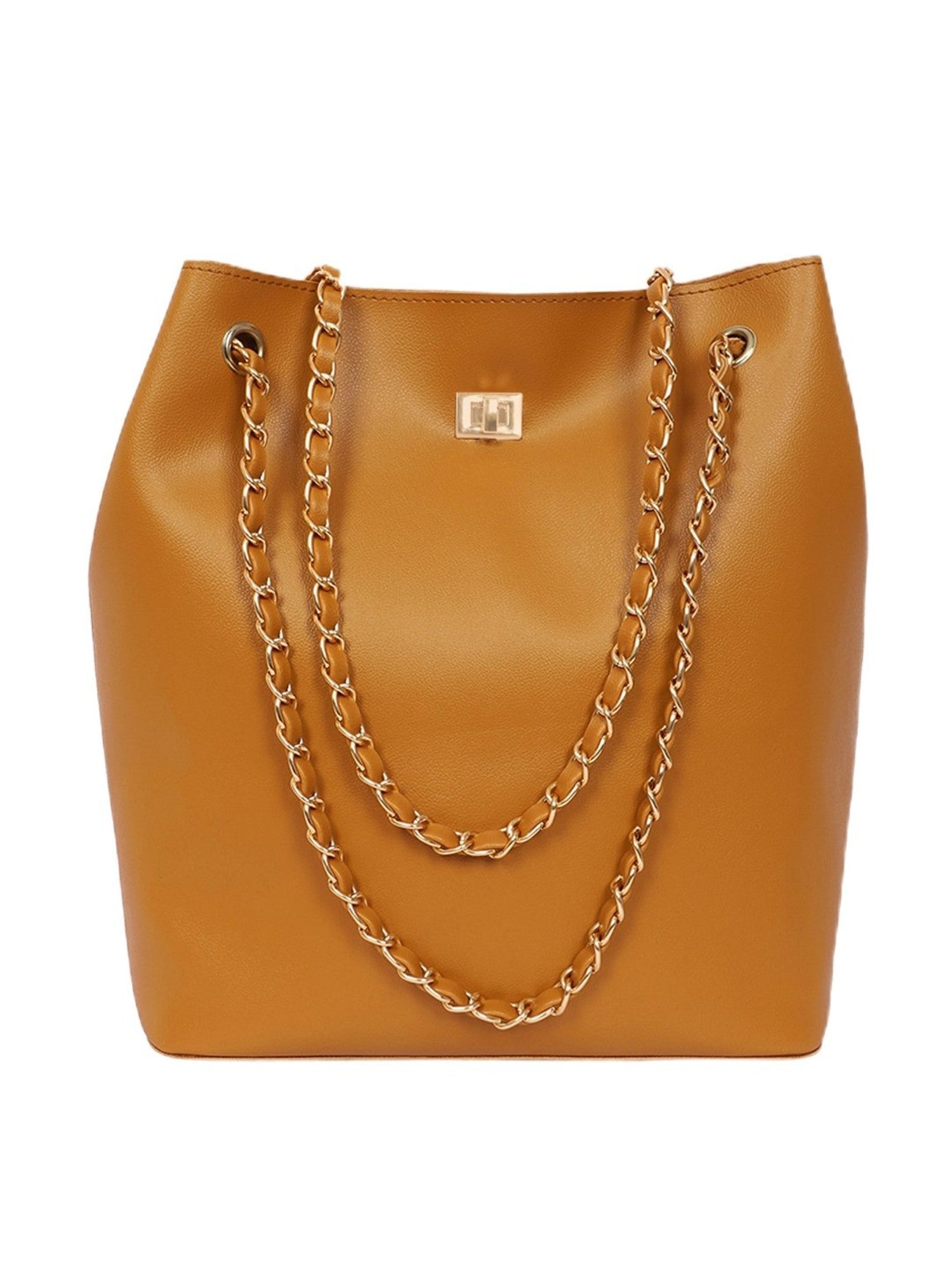 Brown PU Bucket Shoulder Bag