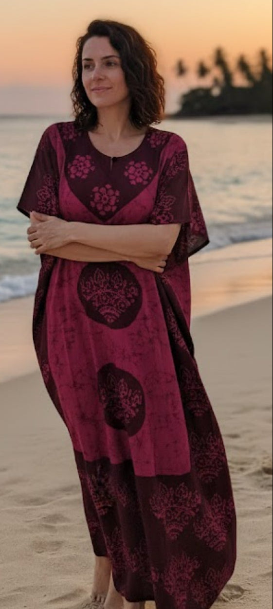 Pink colour pure cotton fabric kaftan (Z0571)
