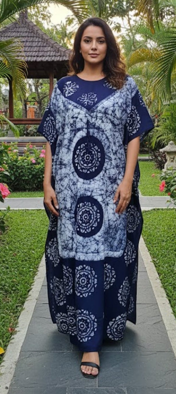 Blue colour pure cotton fabric kaftan (Z0570)