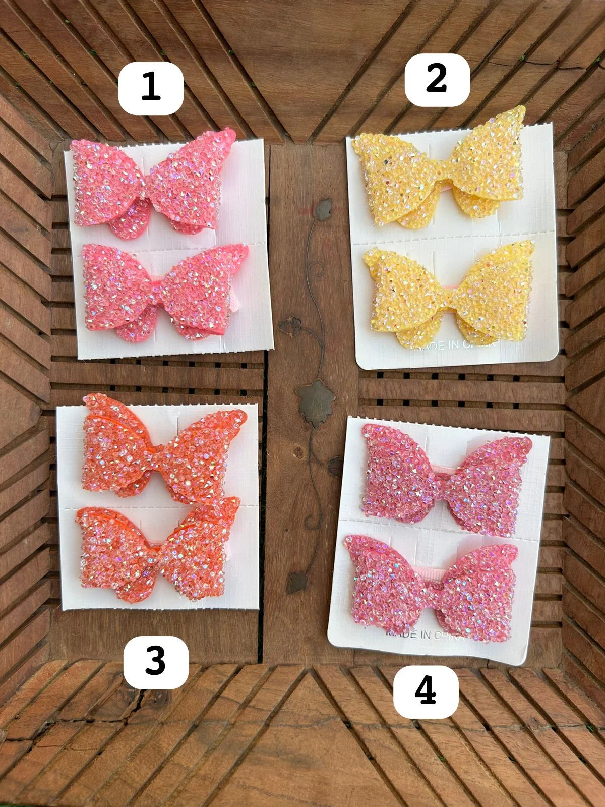 Glitter Butterfly Bow Clip Pair