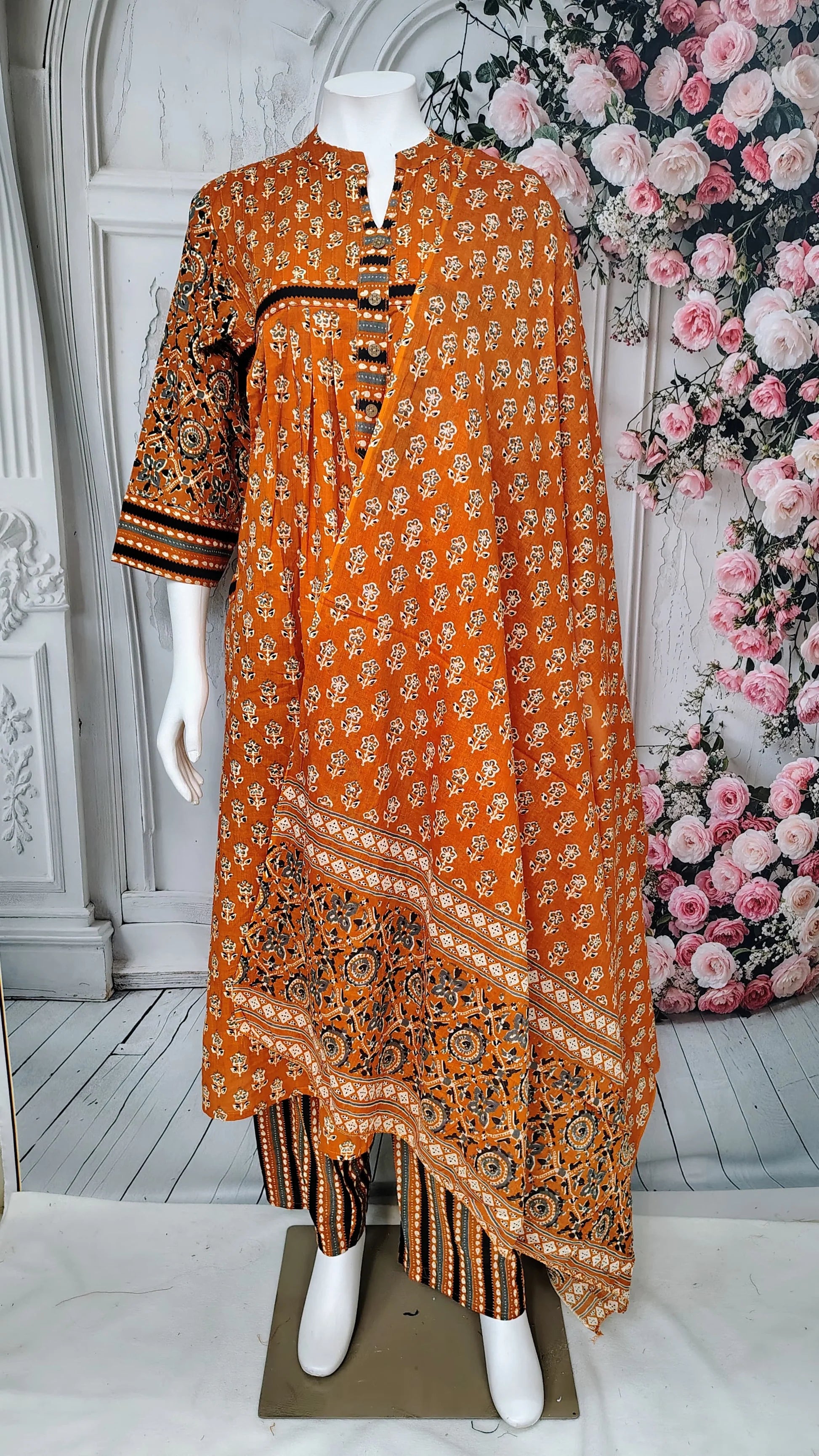 Rust Orange 3 piece Kurta Set (Z0116)