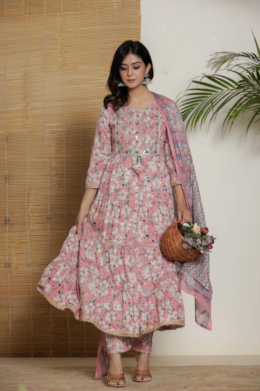 Floral Pink Anarkali Suit (Z051)