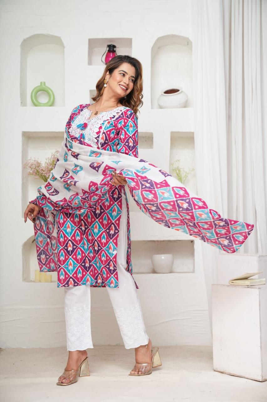pink coloured Suit  vibrant shade 3 piece kurta set  (Z052)