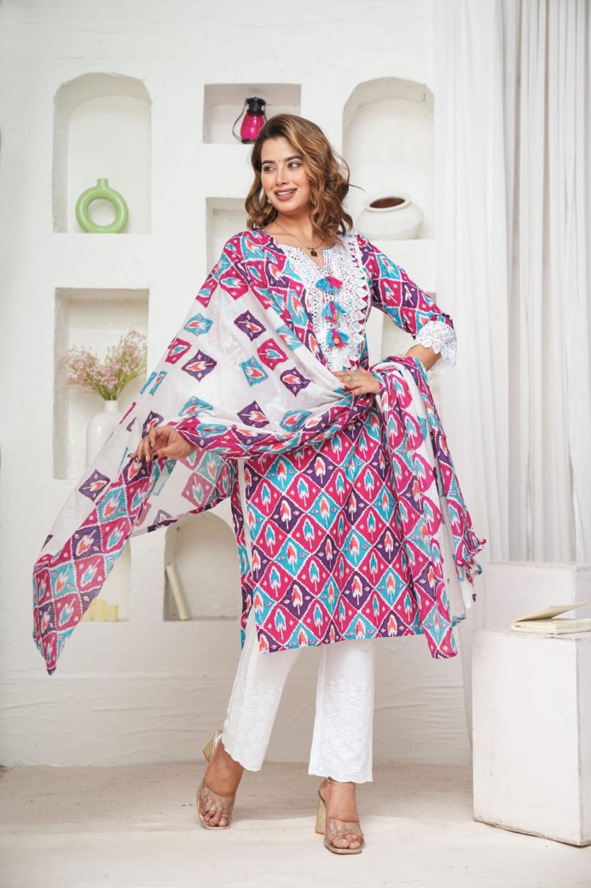 pink coloured Suit  vibrant shade 3 piece kurta set  (Z052)