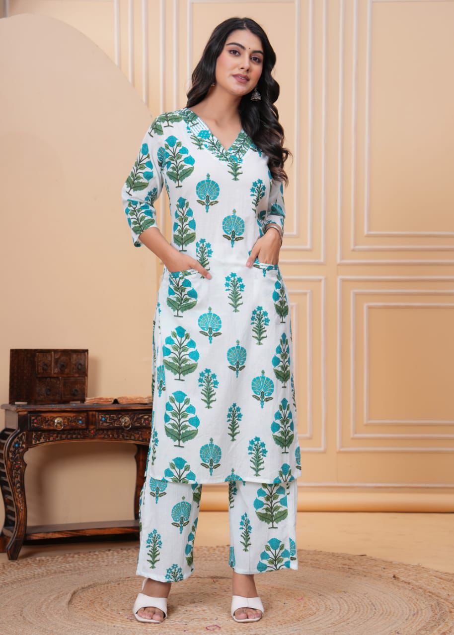 White 3 piece printed Kurta Set (Z0136)