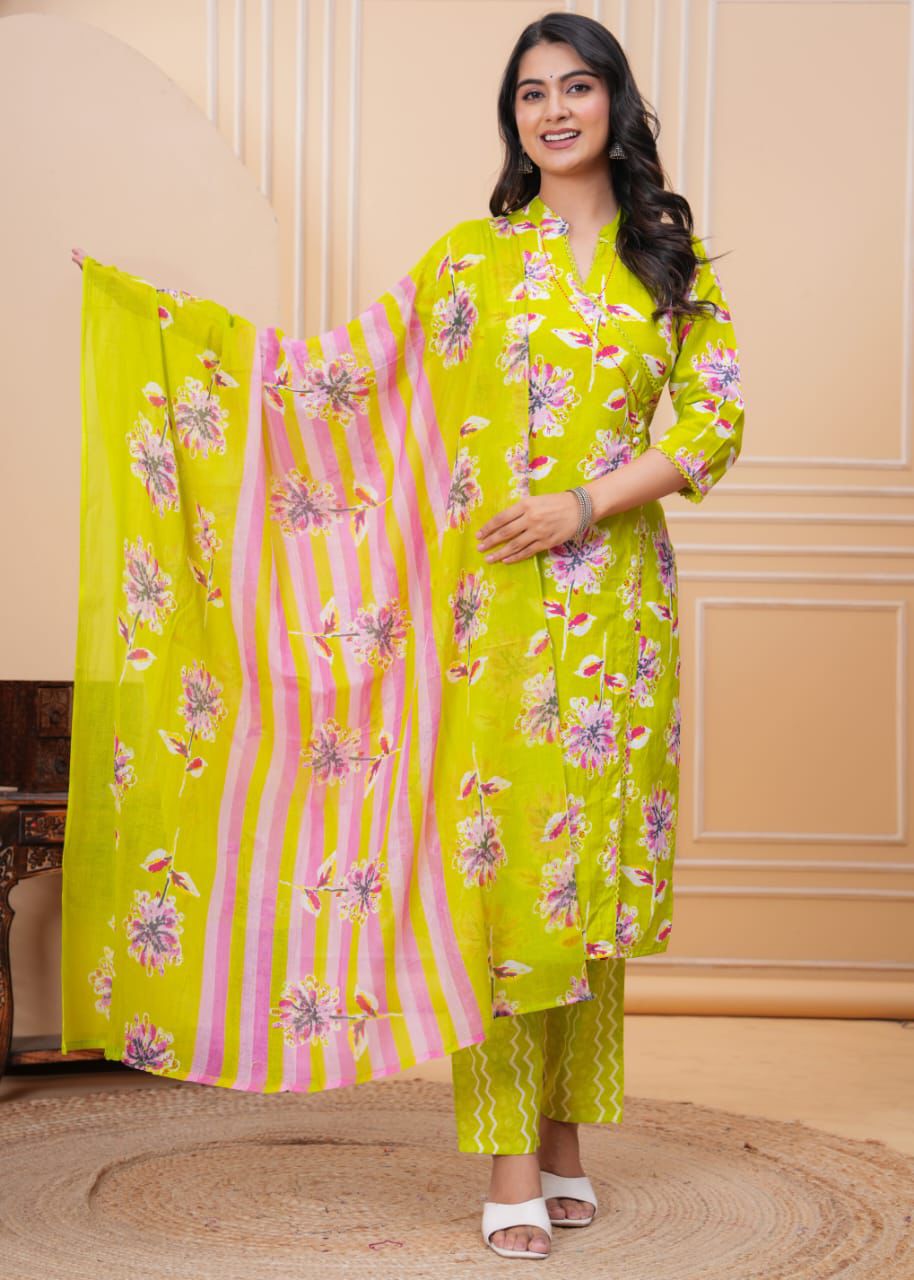 lemmon Green 3 piece Kurta Set (Z0137)