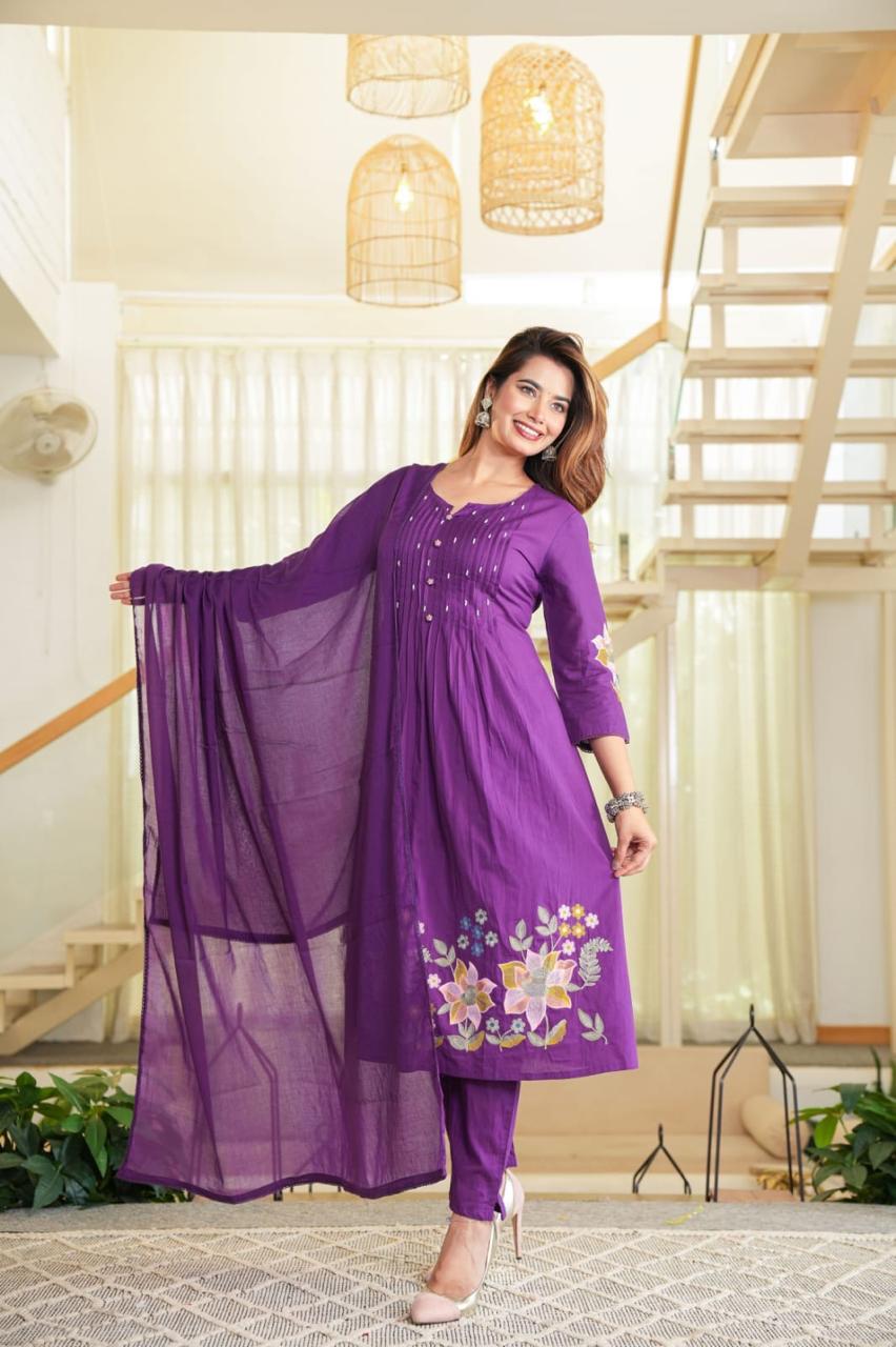 purple colour 3 piece kurta set (Z0139)
