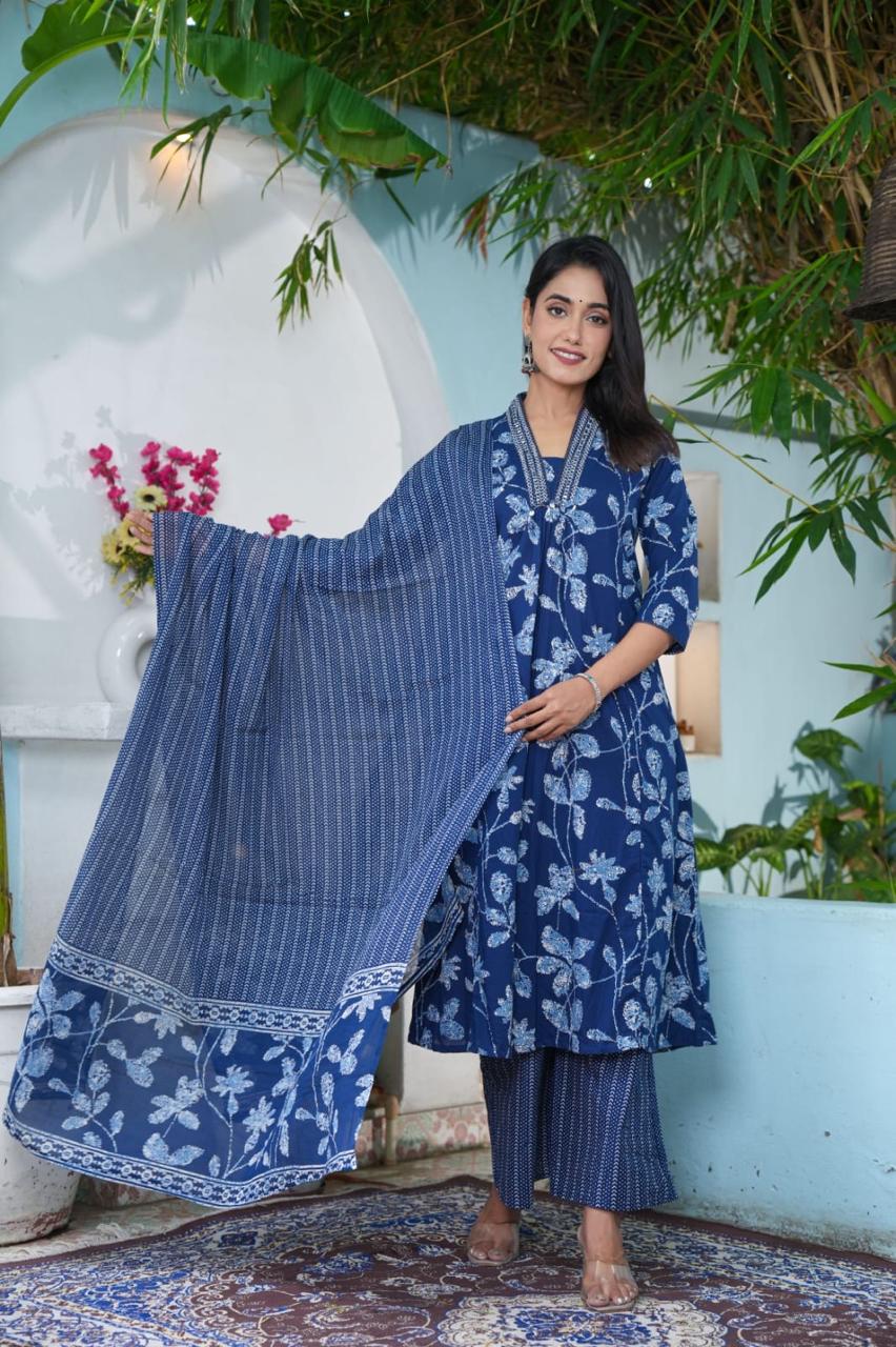 Blue 3 piece Kurta Set (Z0143)