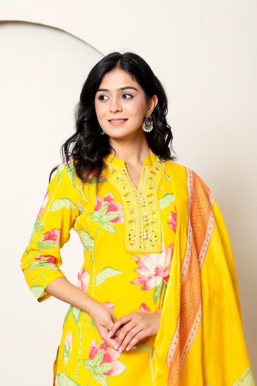 Yellow 3 Piece kurta set (Z0158)