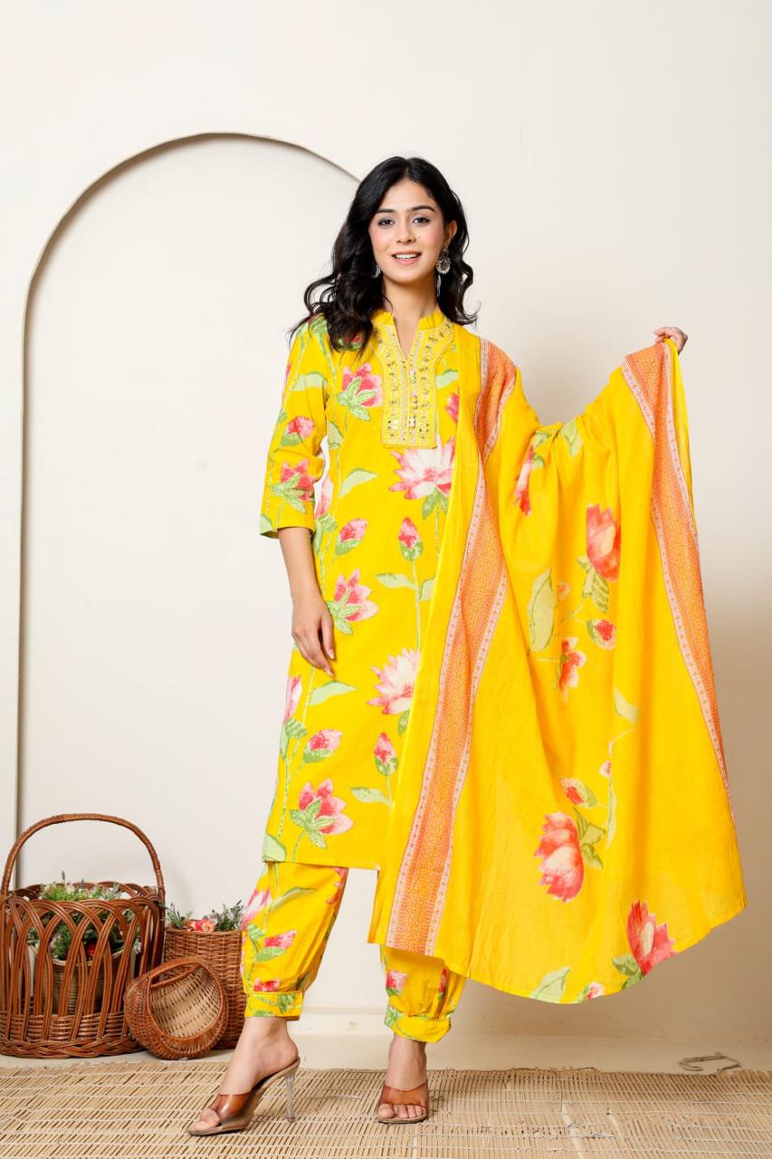 Yellow 3 Piece kurta set (Z0158)