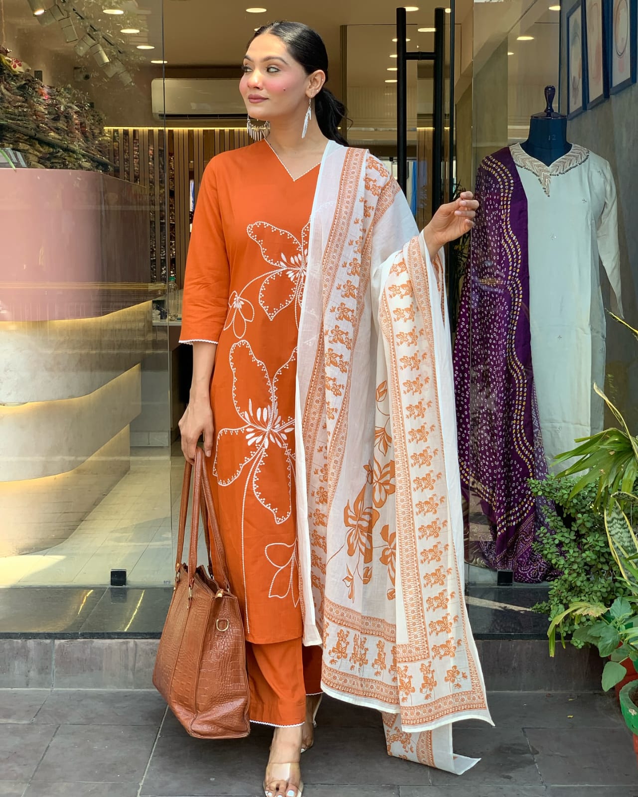 Orange Colour  3 Piece Kurta Set (Z0168)