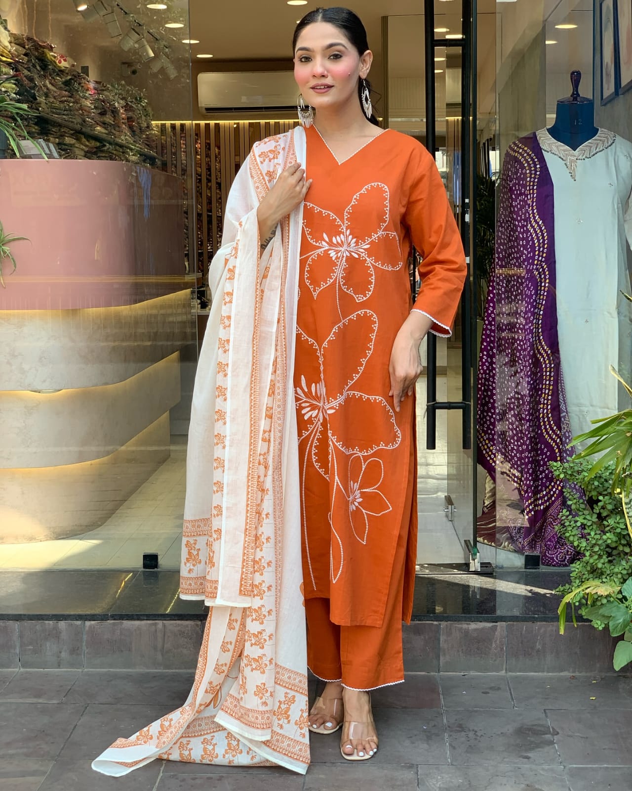 Orange Colour  3 Piece Kurta Set (Z0168)