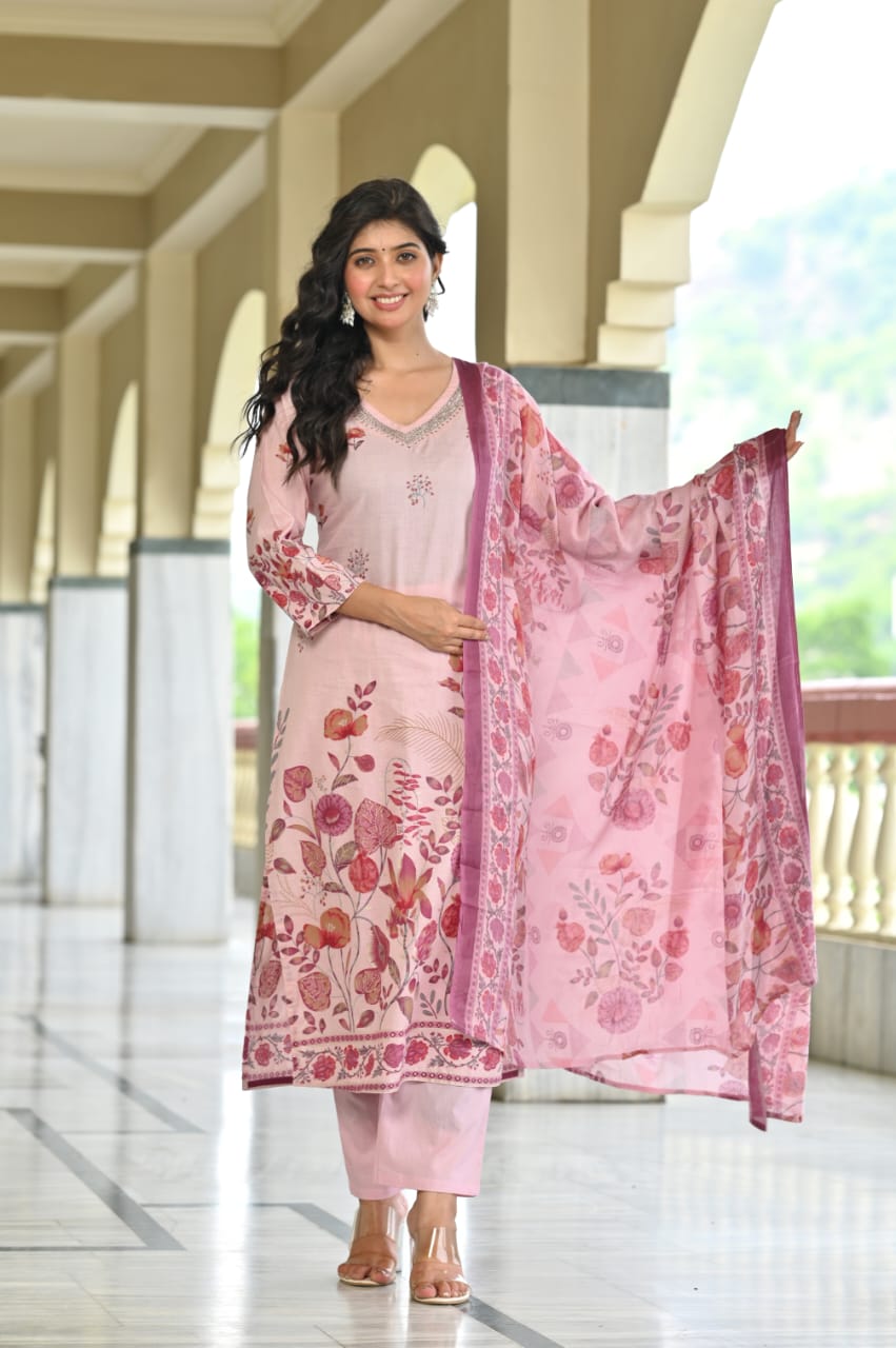 Light Pink  Colour  3 Piece Kurta Set (Z0170)