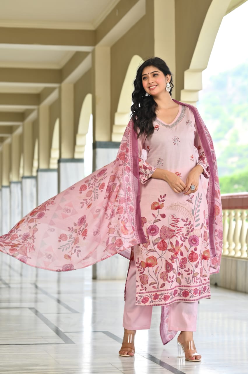 Light Pink  Colour  3 Piece Kurta Set (Z0170)