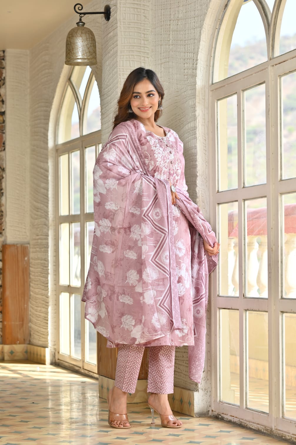Rosy Pink Colour  3 Piece Kurta Set  (Z0173)