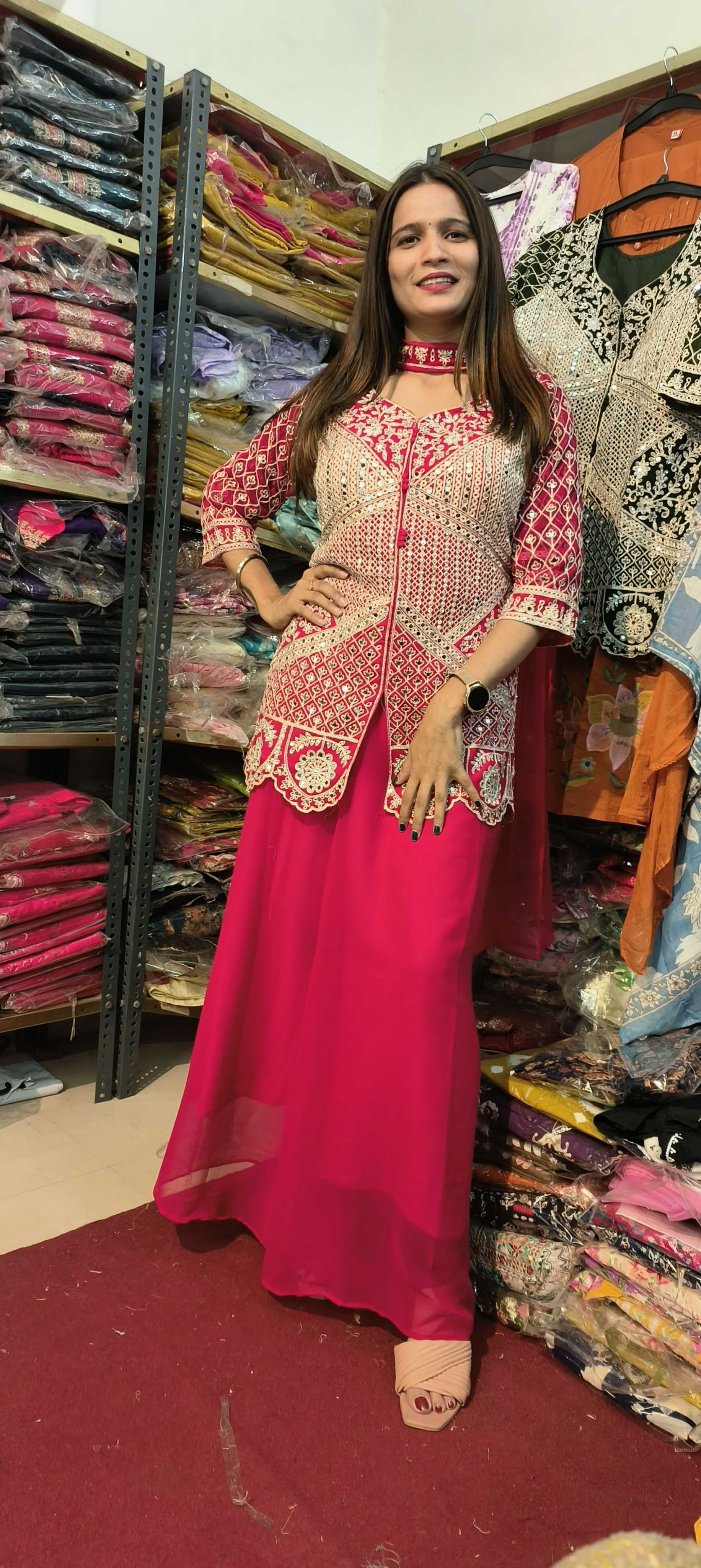 Red colour sharara beautiful 3 piece suit (Z0180)