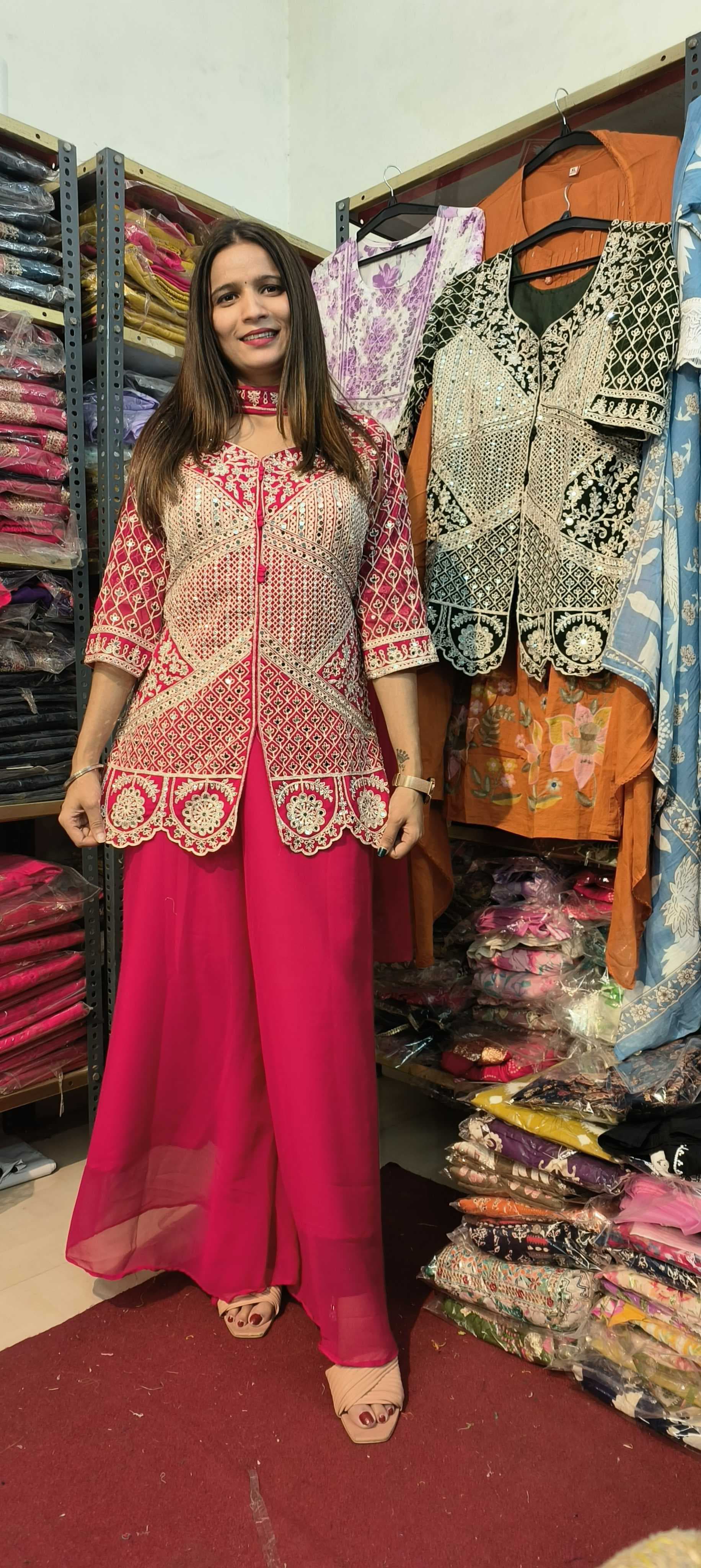 Red colour sharara beautiful 3 piece suit (Z0180)