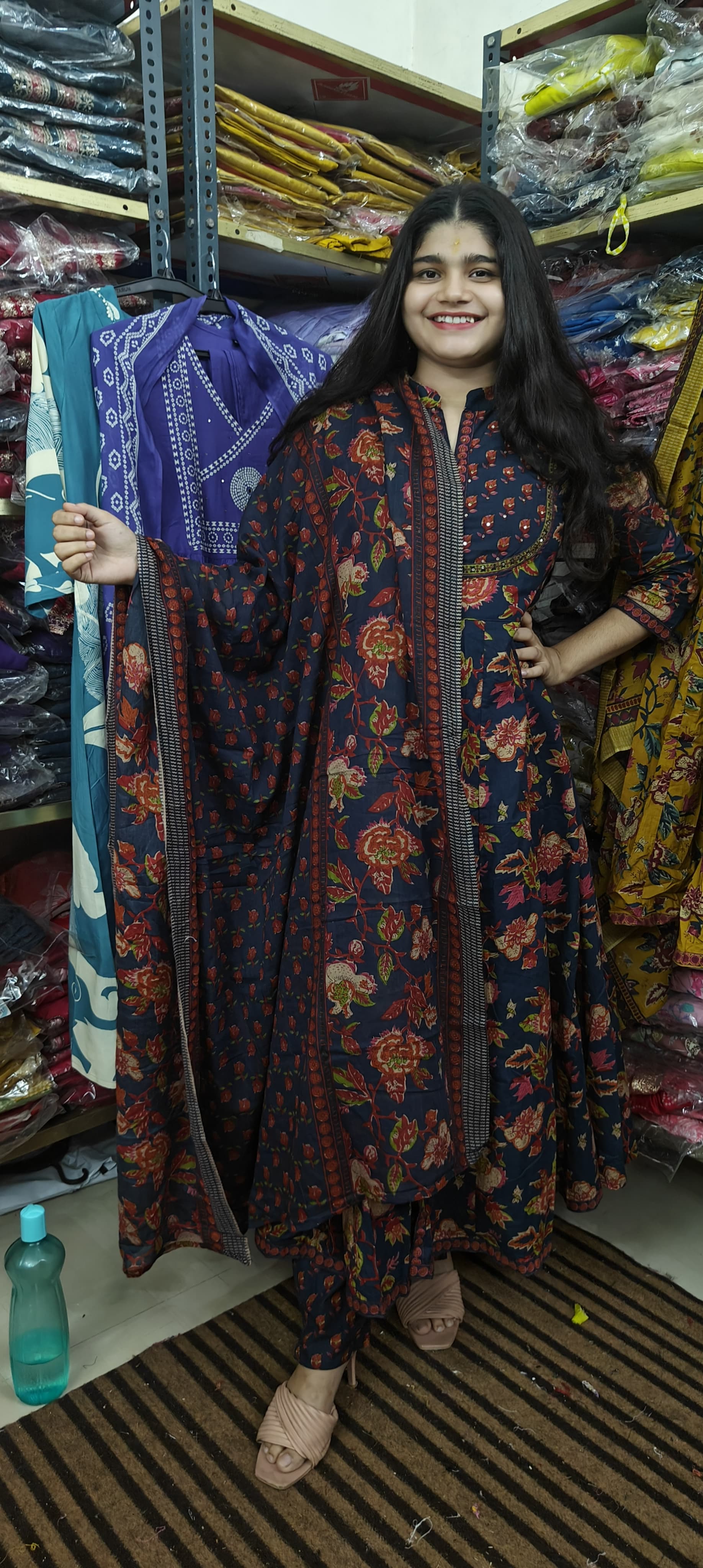 Blue coloured anarkali 3 piece (Z0186)
