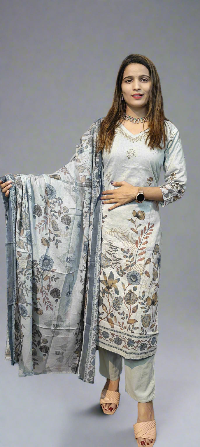Off white coloued 3 piece kurta set (Z0171)