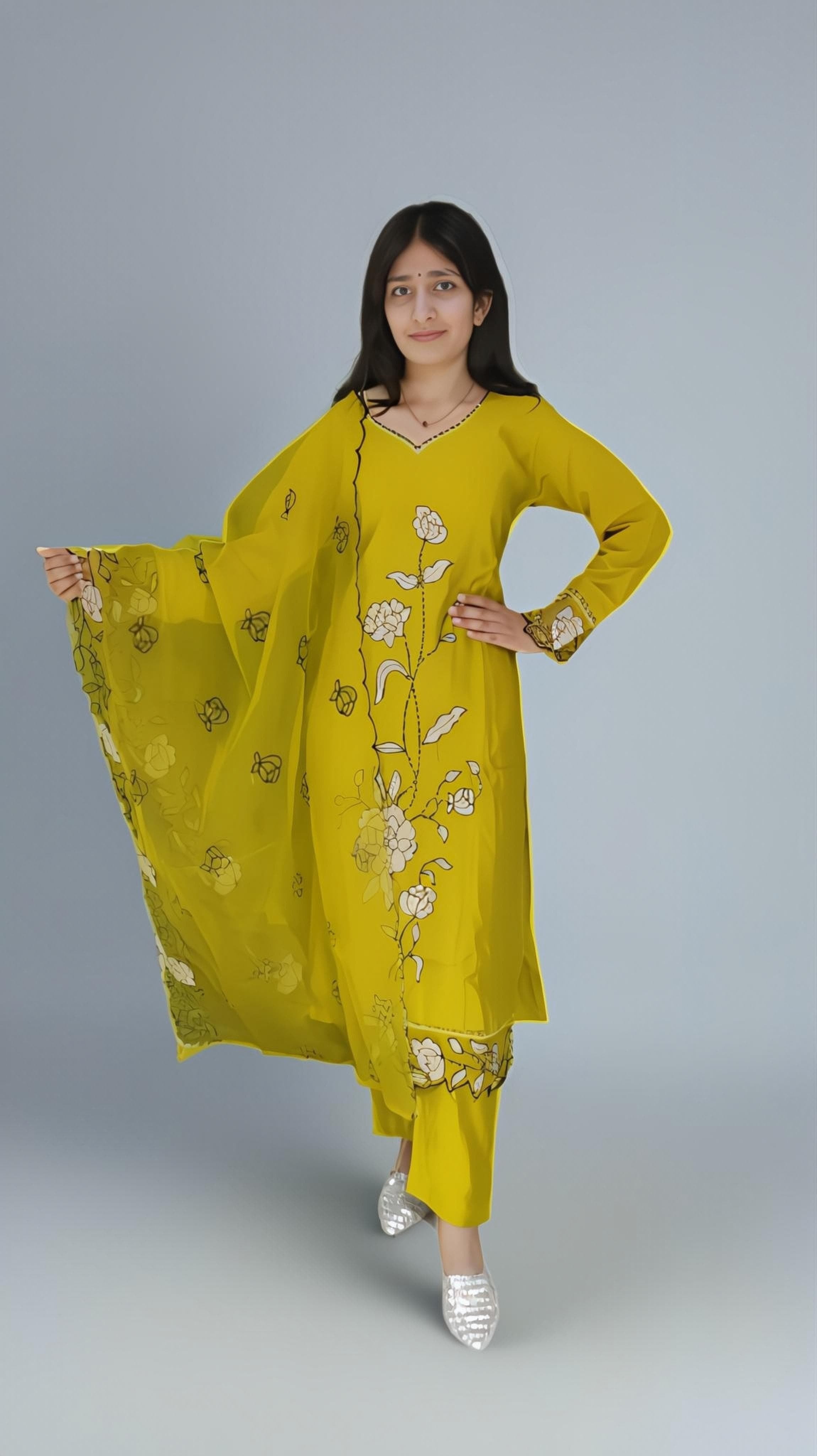 Yellow colour beautiful 3 piece kurta set (Z0196)