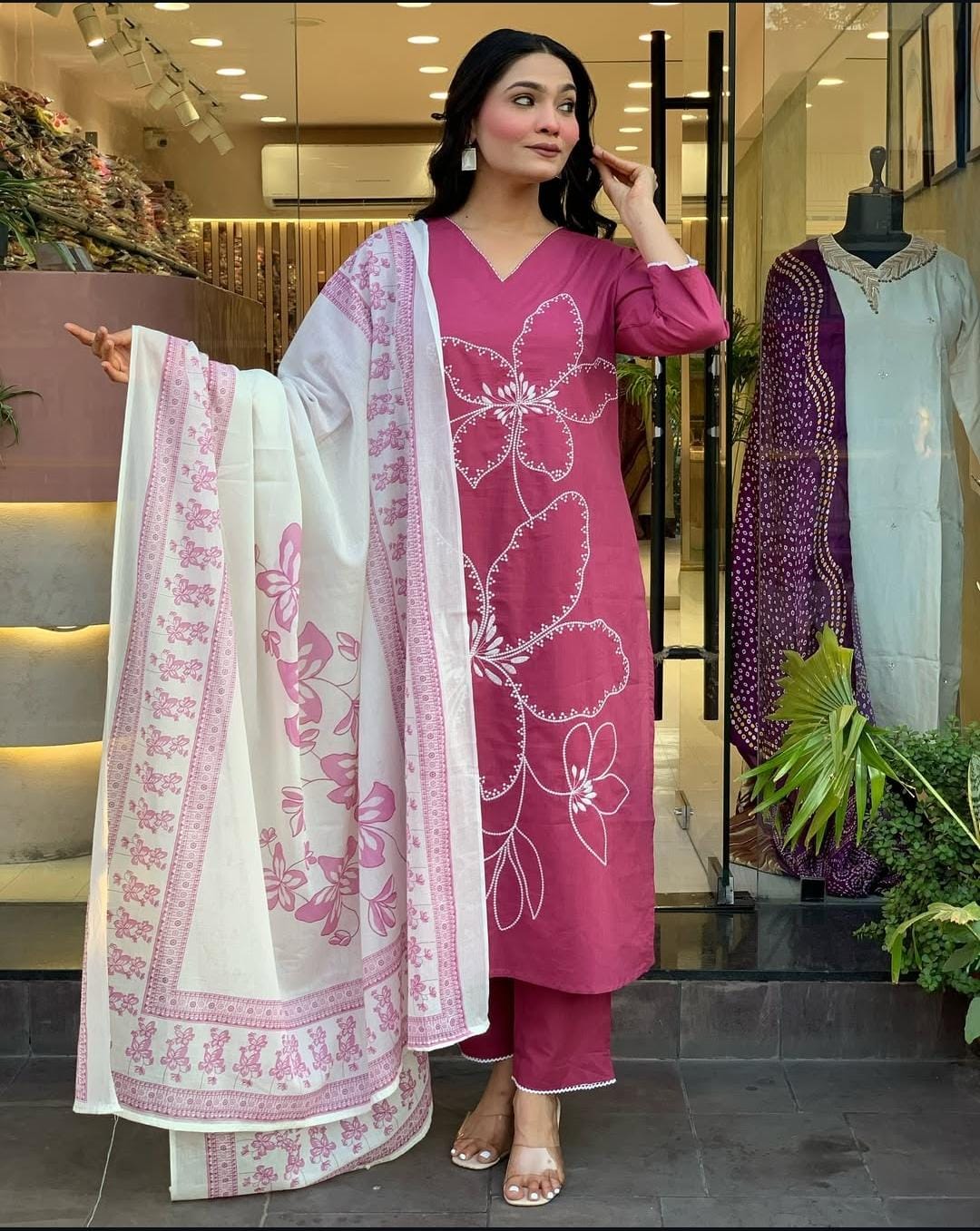 pink colour 3 piece kurta set (Z0198)