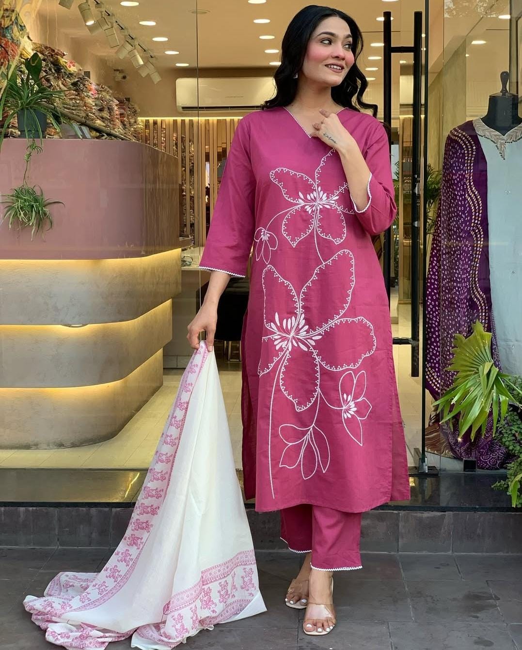 pink colour 3 piece kurta set (Z0198)