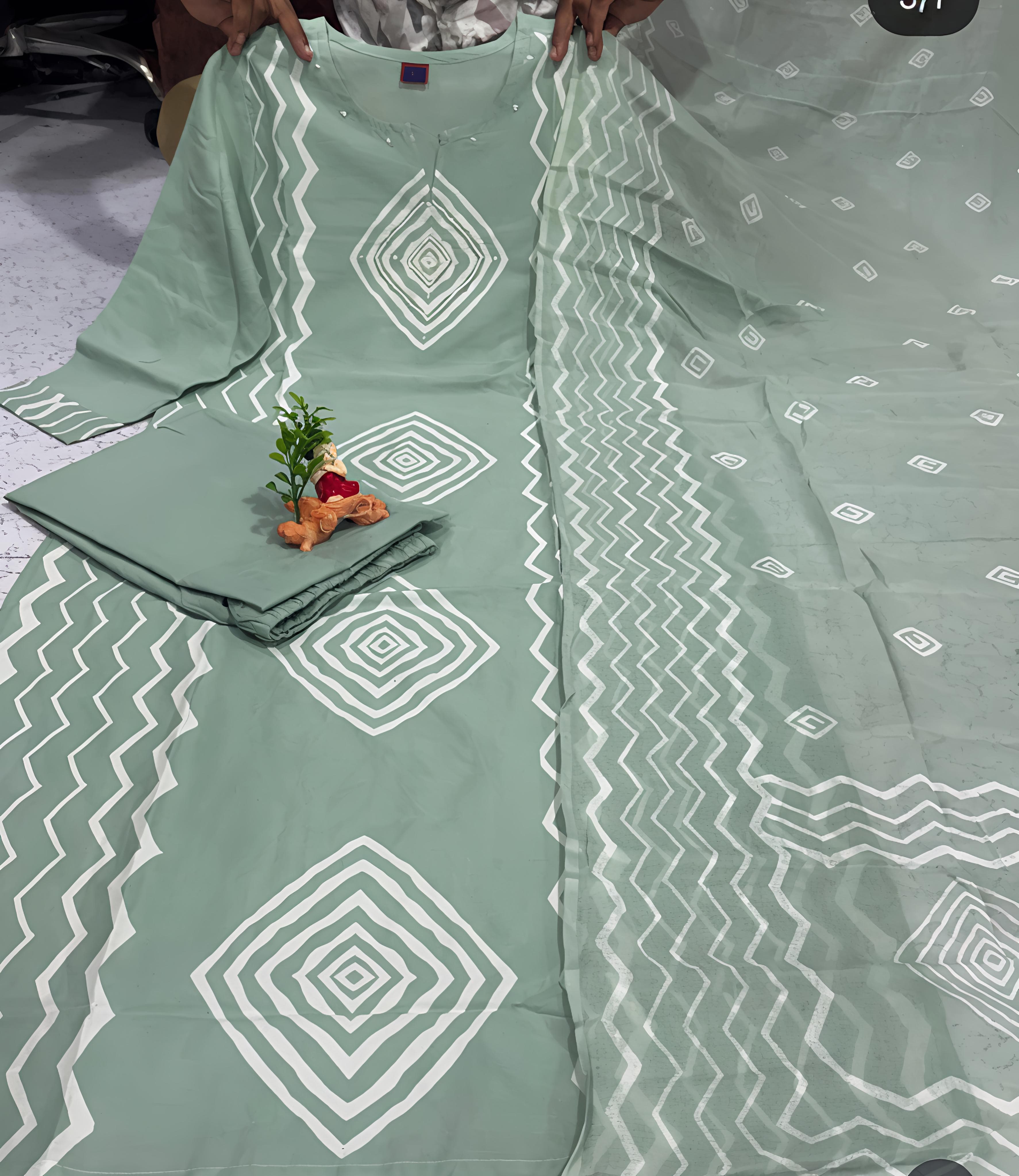 pista green colour beautiful 3 piece kurta suit (Z0200)