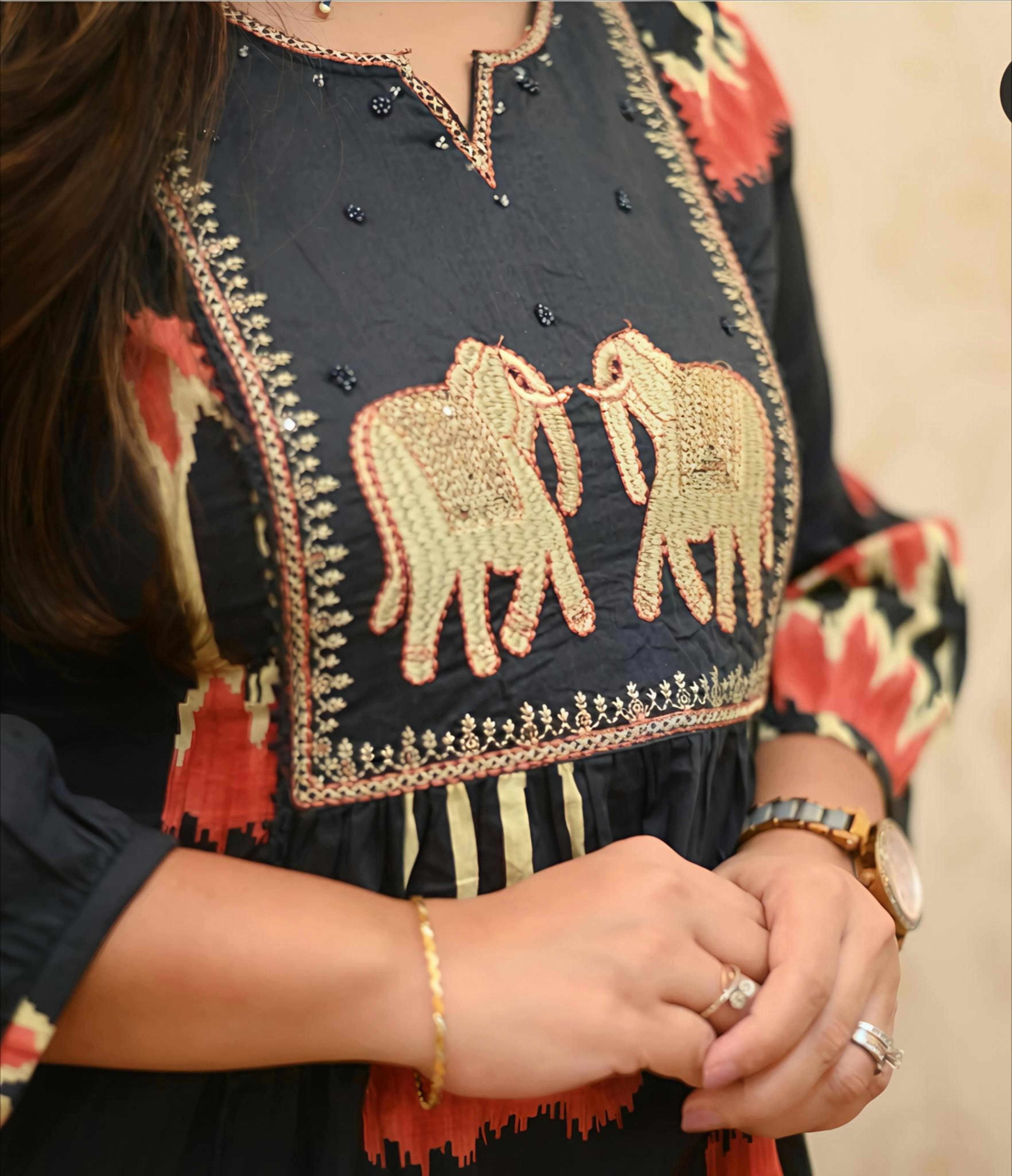 Gray colour beautiful Elephent print Anarkali 2 piece set (Z0201)