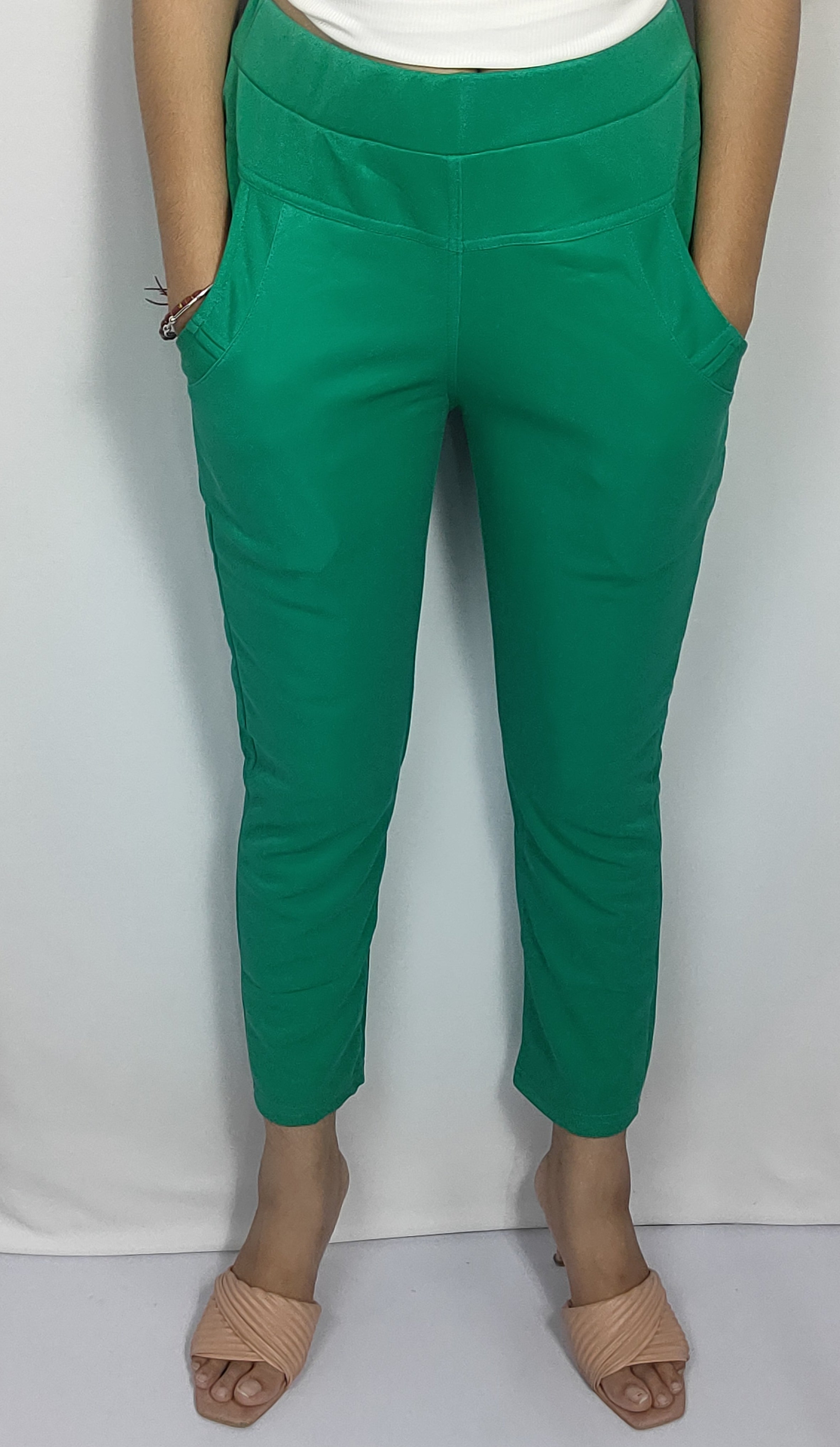 Solid Color Slim-Fit Pants with Side Pockets