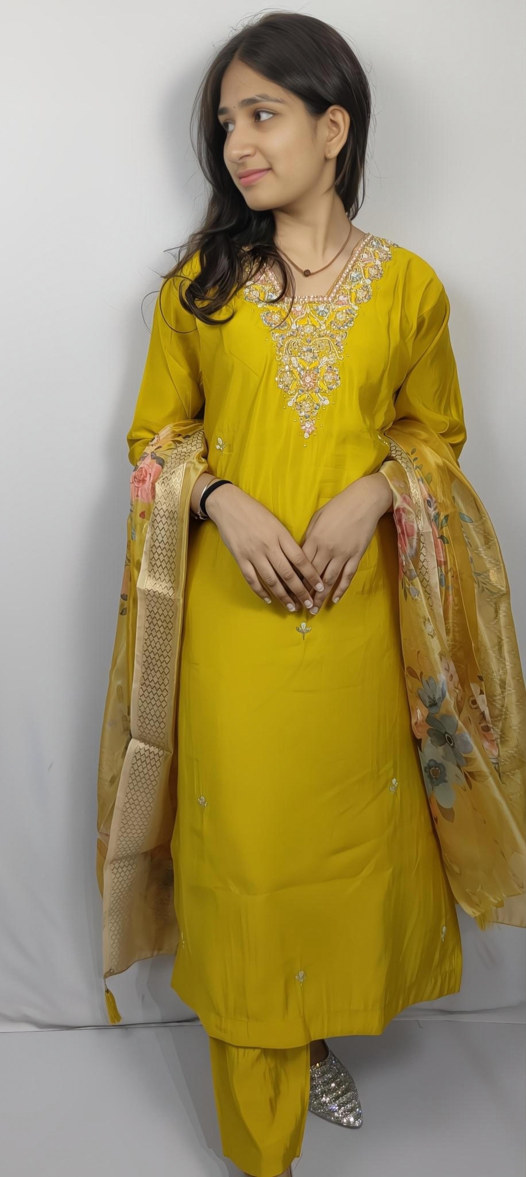 Yellow 3 piece Kurta Set (Z0122)