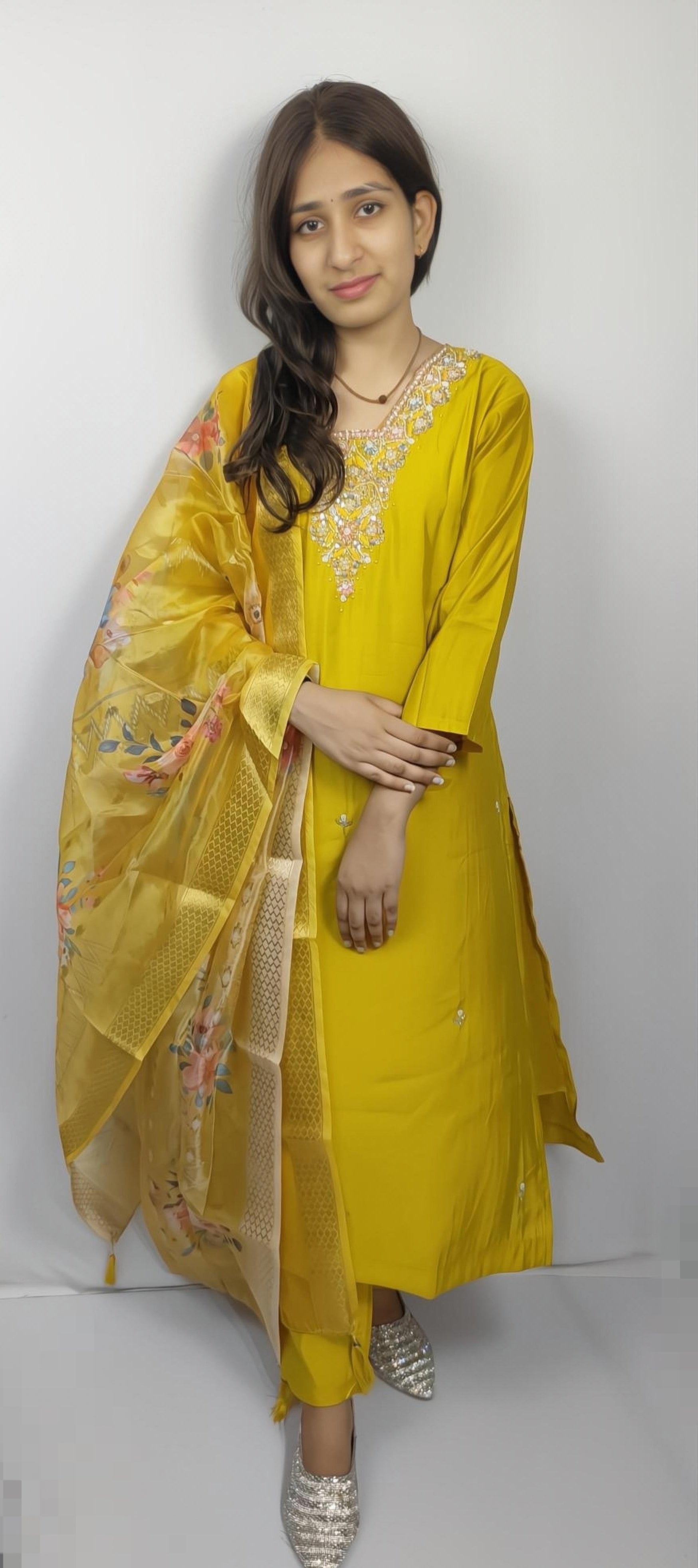 Yellow 3 piece Kurta Set (Z0122)