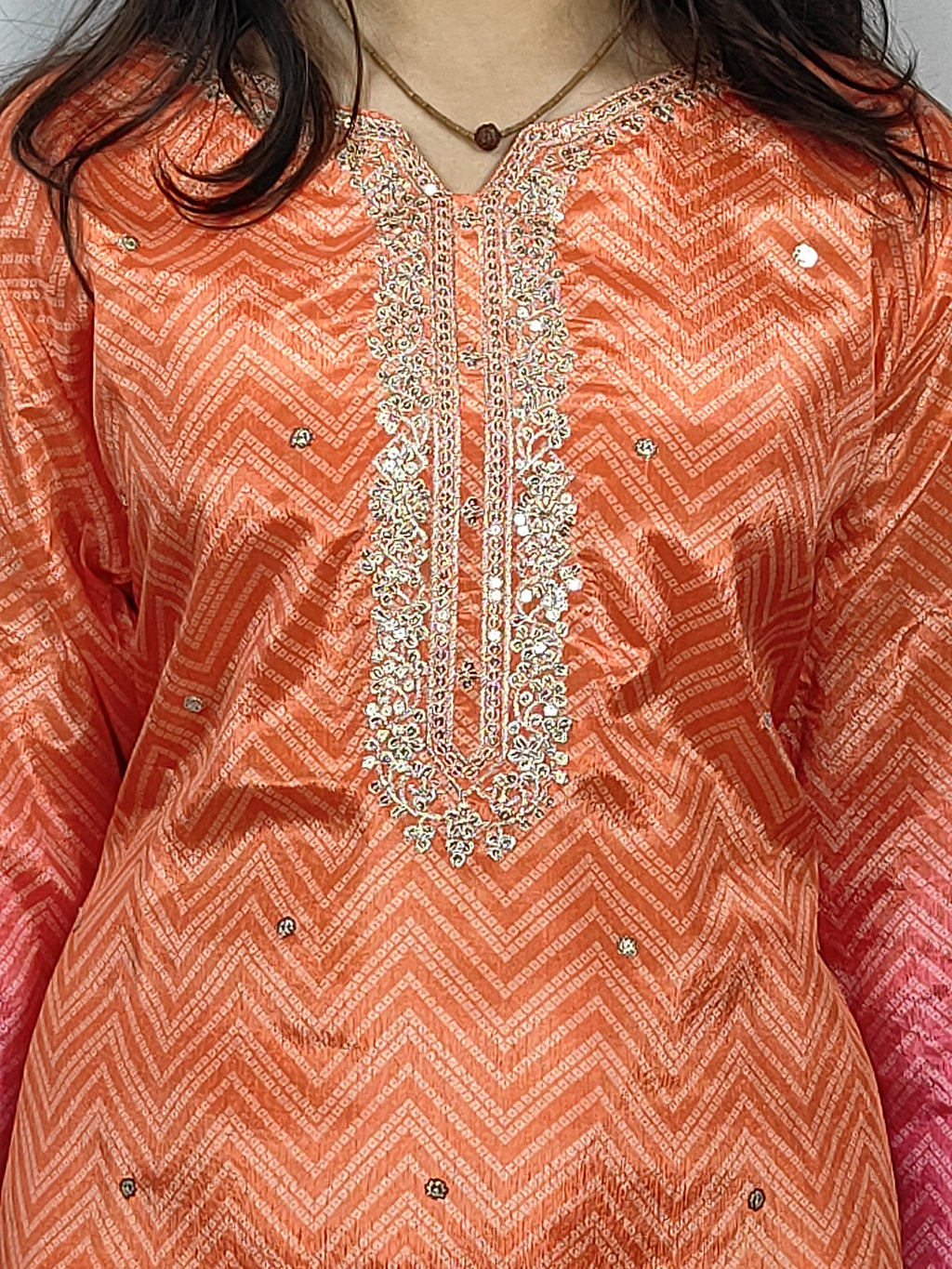Orange colour 3 piece Kurta Set (Z1)