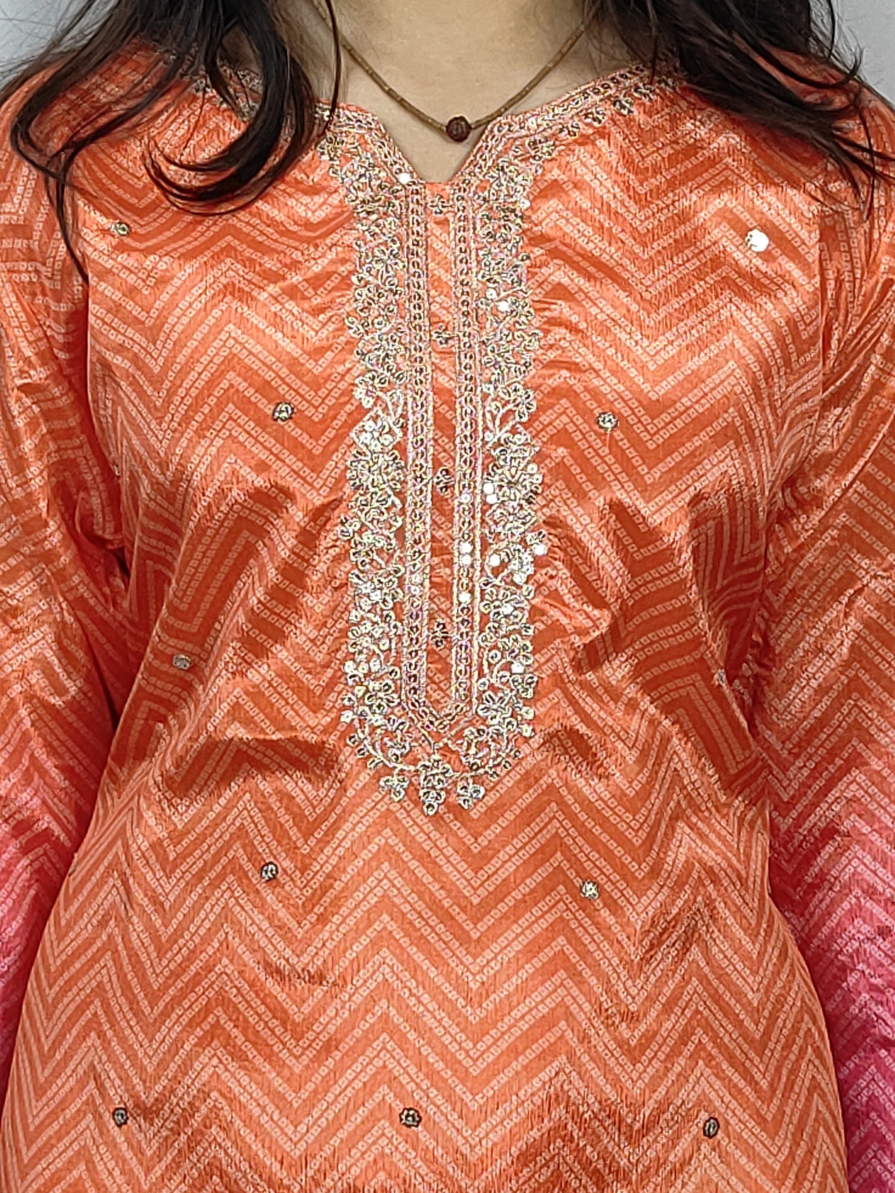 Orange colour 3 piece Kurta Set (Z1)