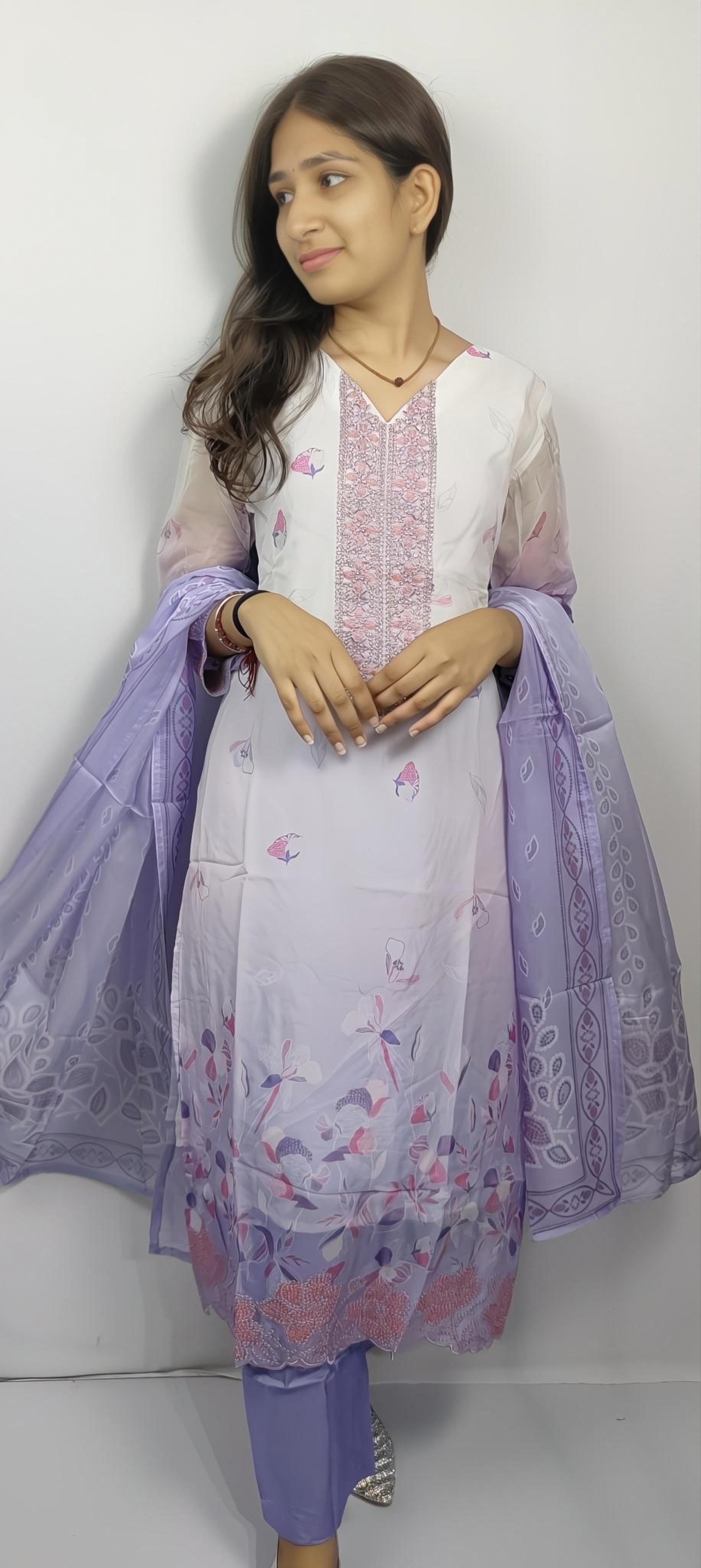 Lavendar colour 3 piece Kurta Set (Z0124)