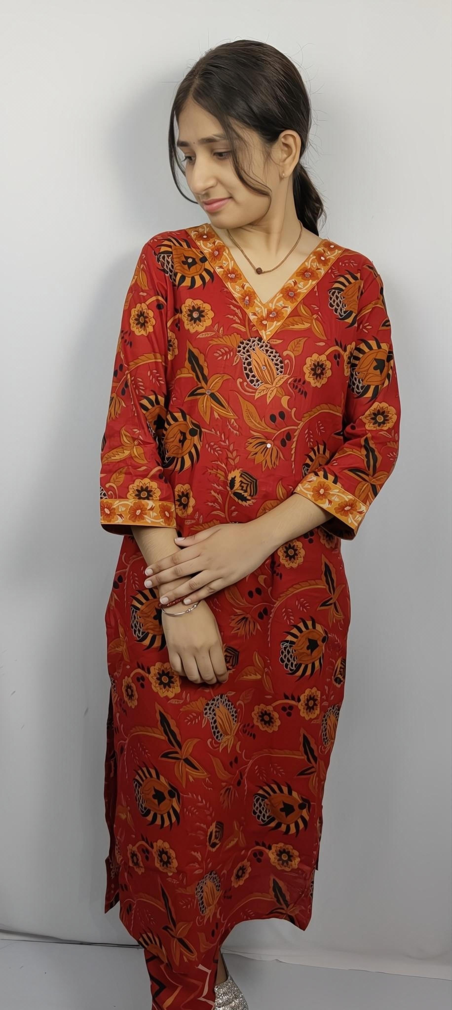 orange colour 3 piece Kurta Set (Z0125)