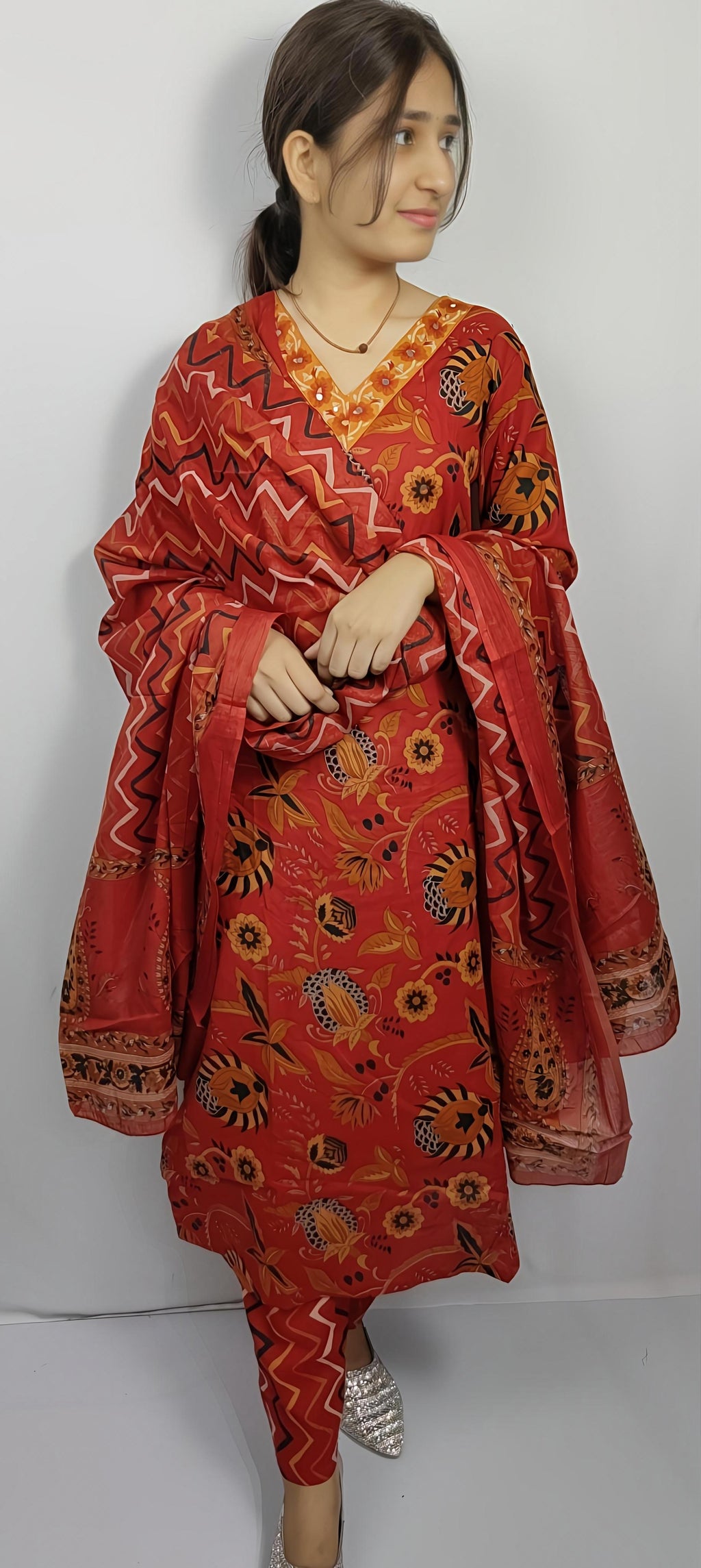 orange colour 3 piece Kurta Set (Z0125)