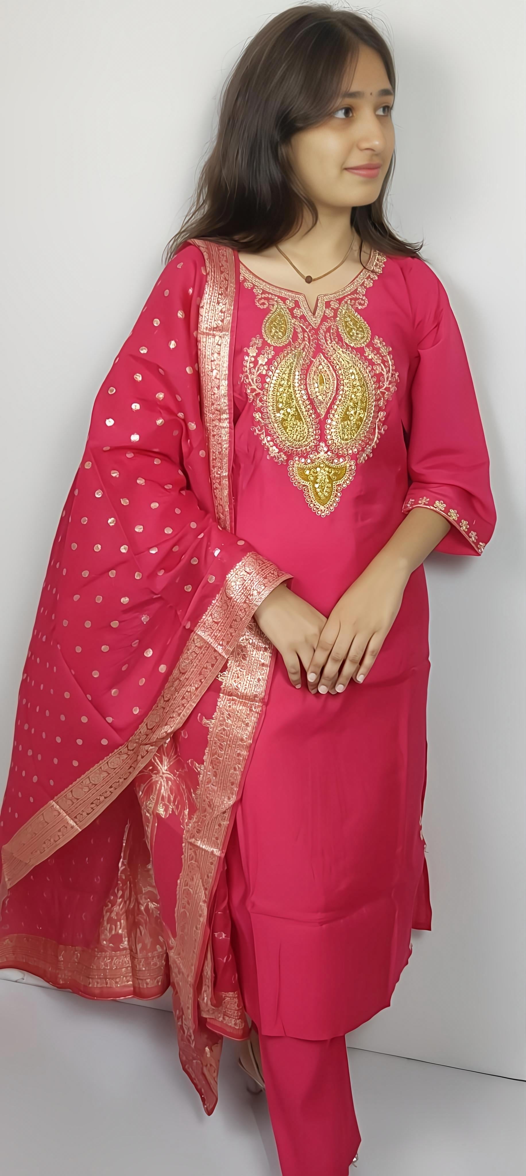 Pink 3 piece Kurta Set (Z0130)