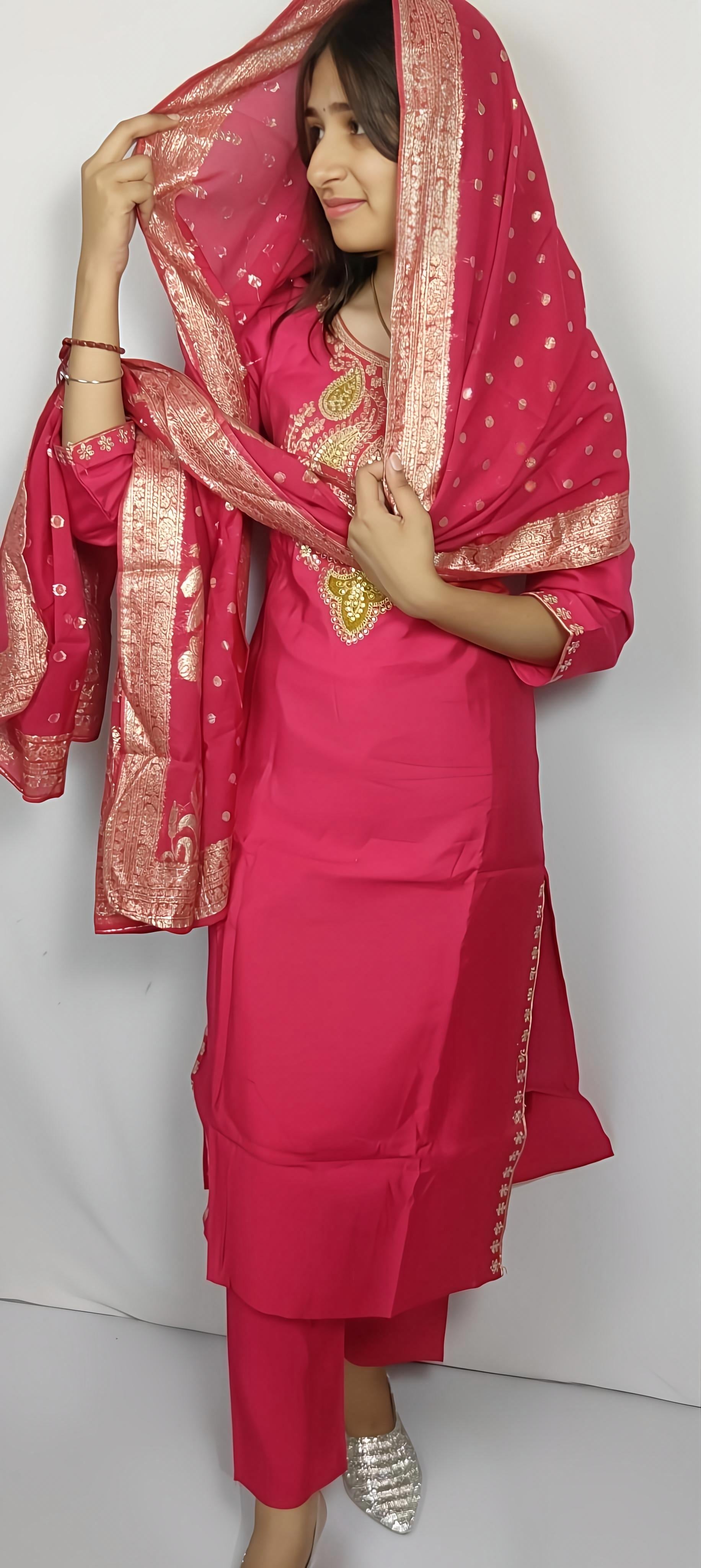 Pink 3 piece Kurta Set (Z0130)