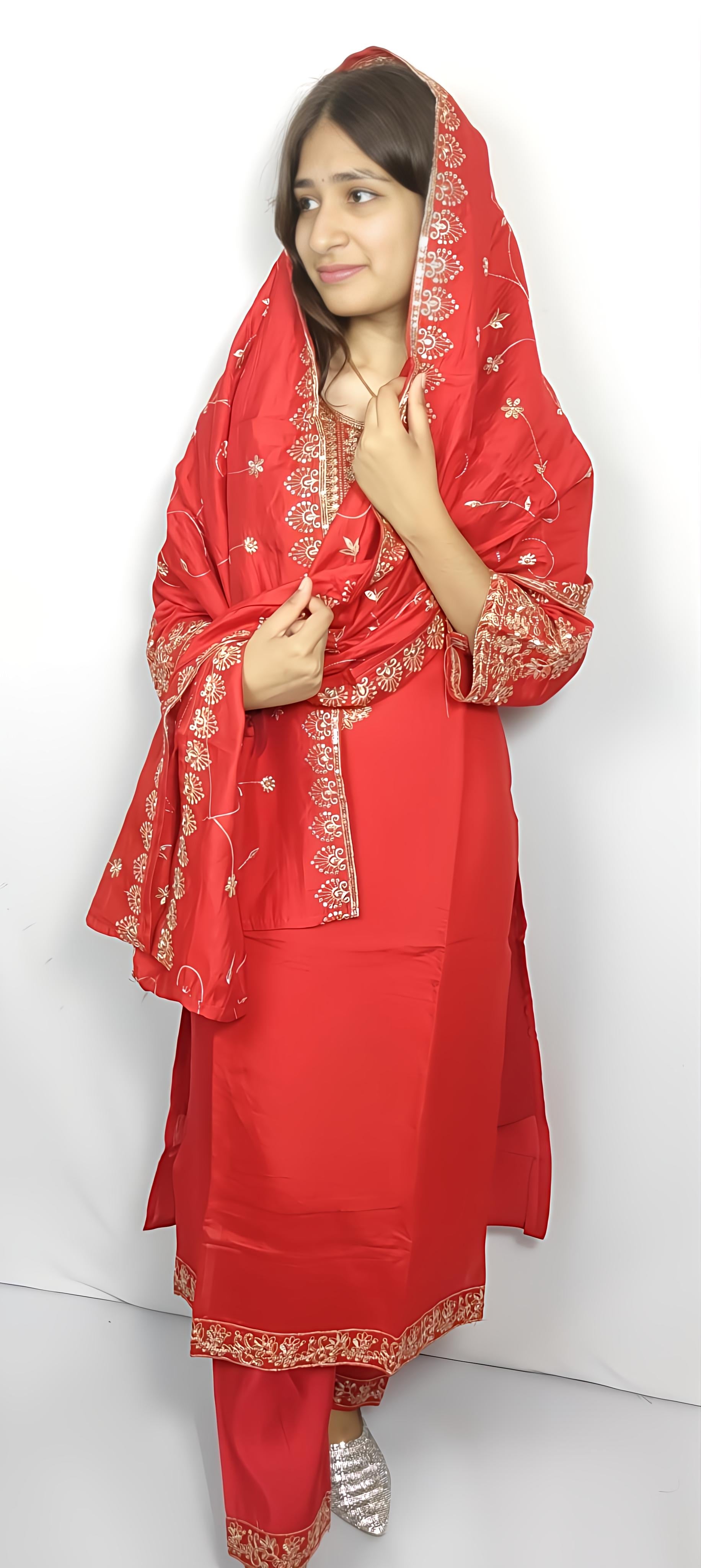 Red 3 piece Kurta Set (Z0131)
