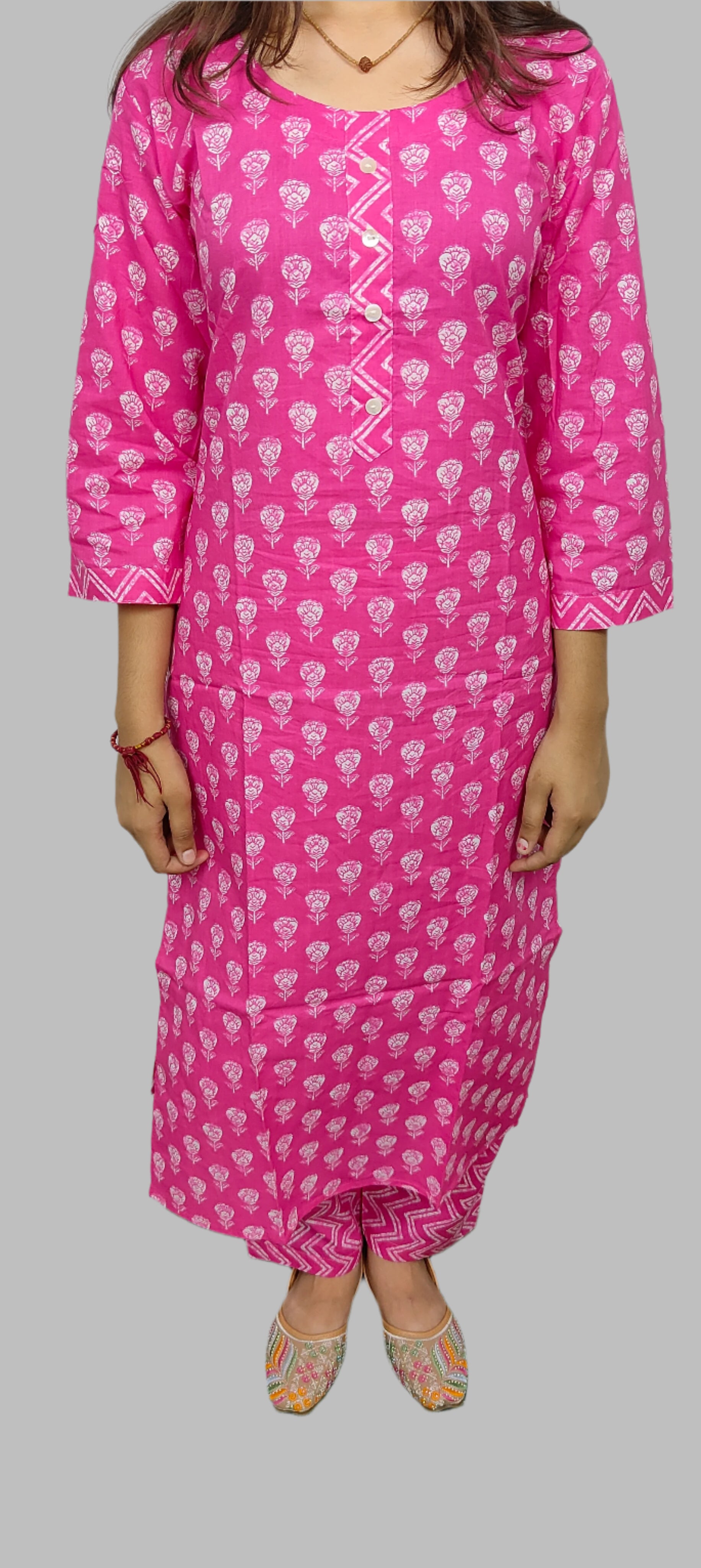 Magenta Block Print Kurta Set (Z057)
