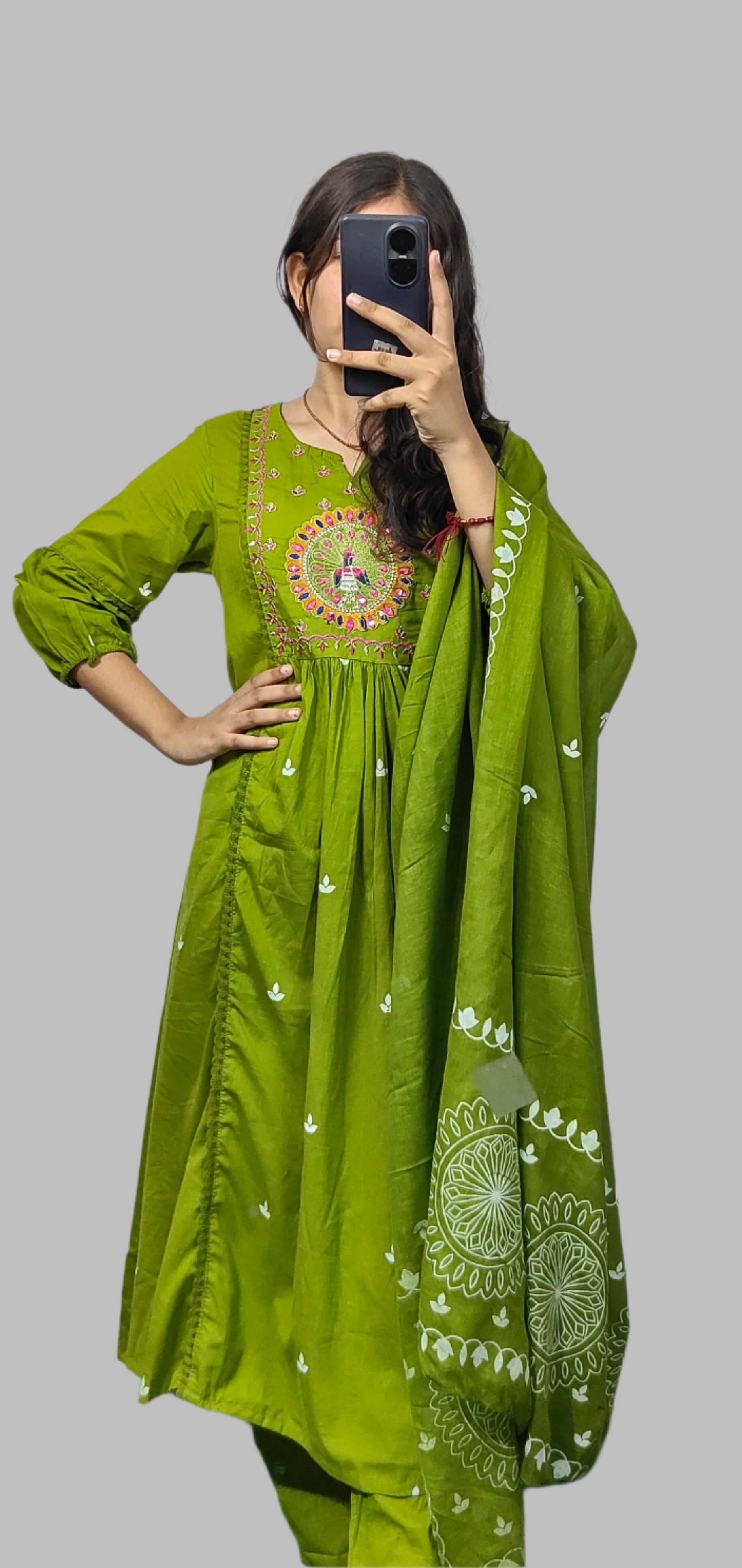 printed Green  Anarkali suit (Z061)