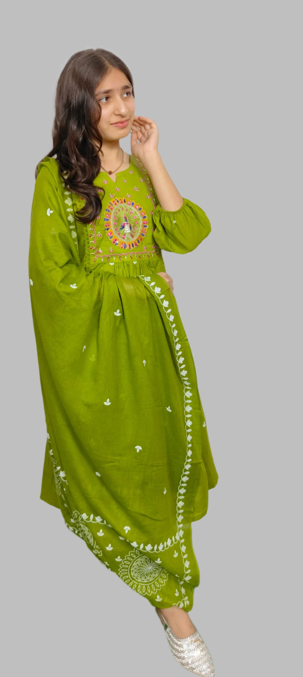 printed Green  Anarkali suit (Z061)