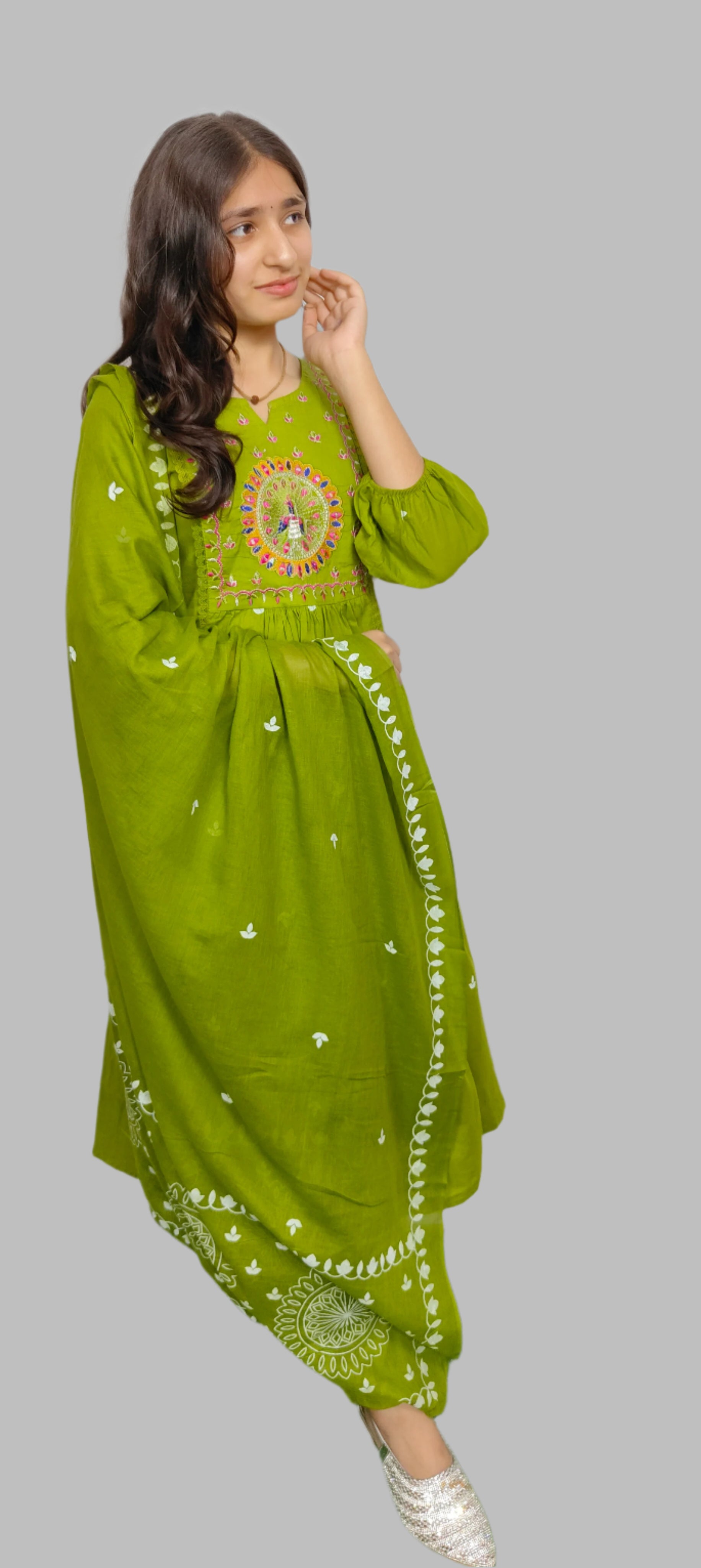 printed Green  Anarkali suit (Z061)