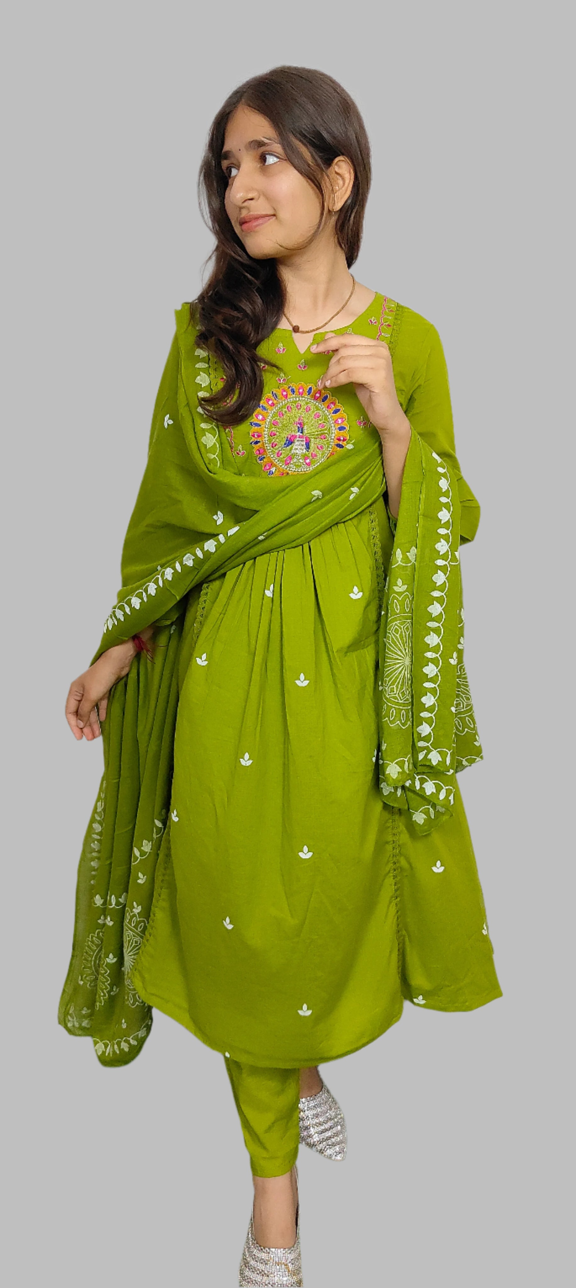 printed Green  Anarkali suit (Z061)