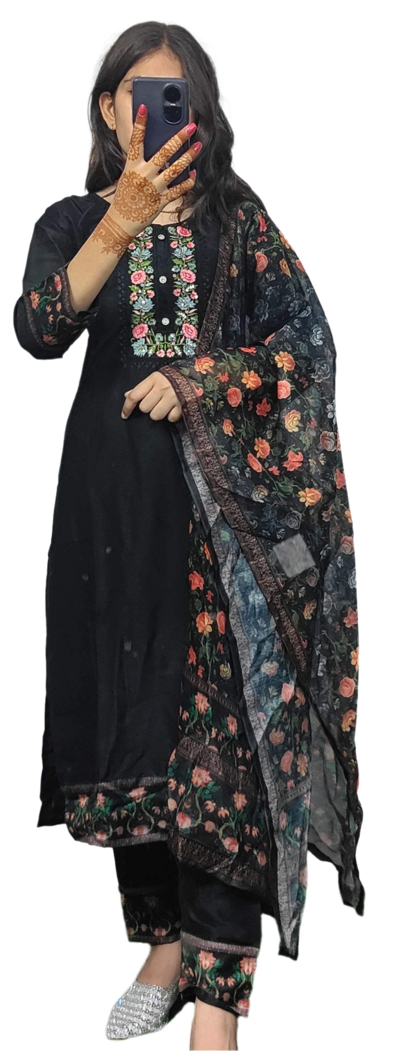 Black 3 piece Bright kurta Set (Z064)