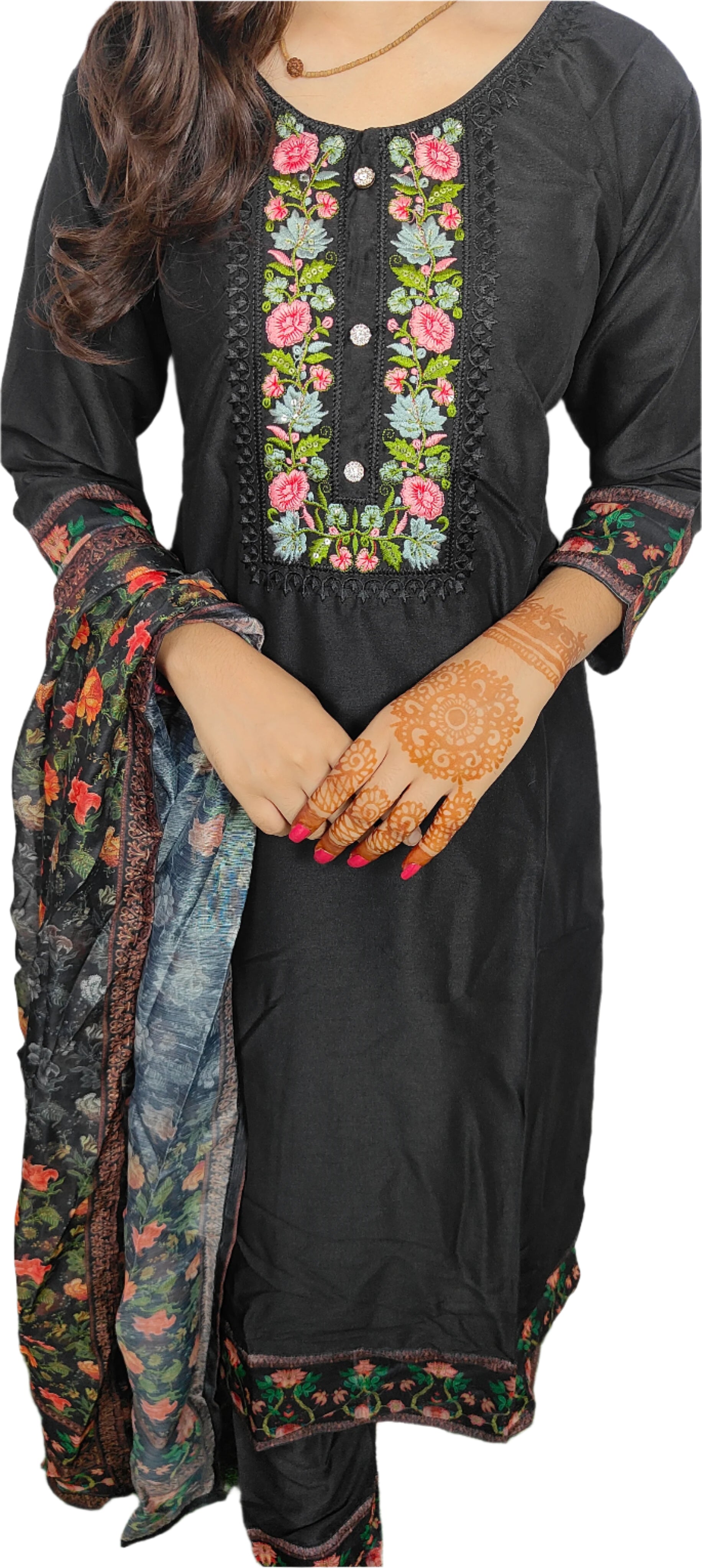 Black 3 piece Bright kurta Set (Z064)
