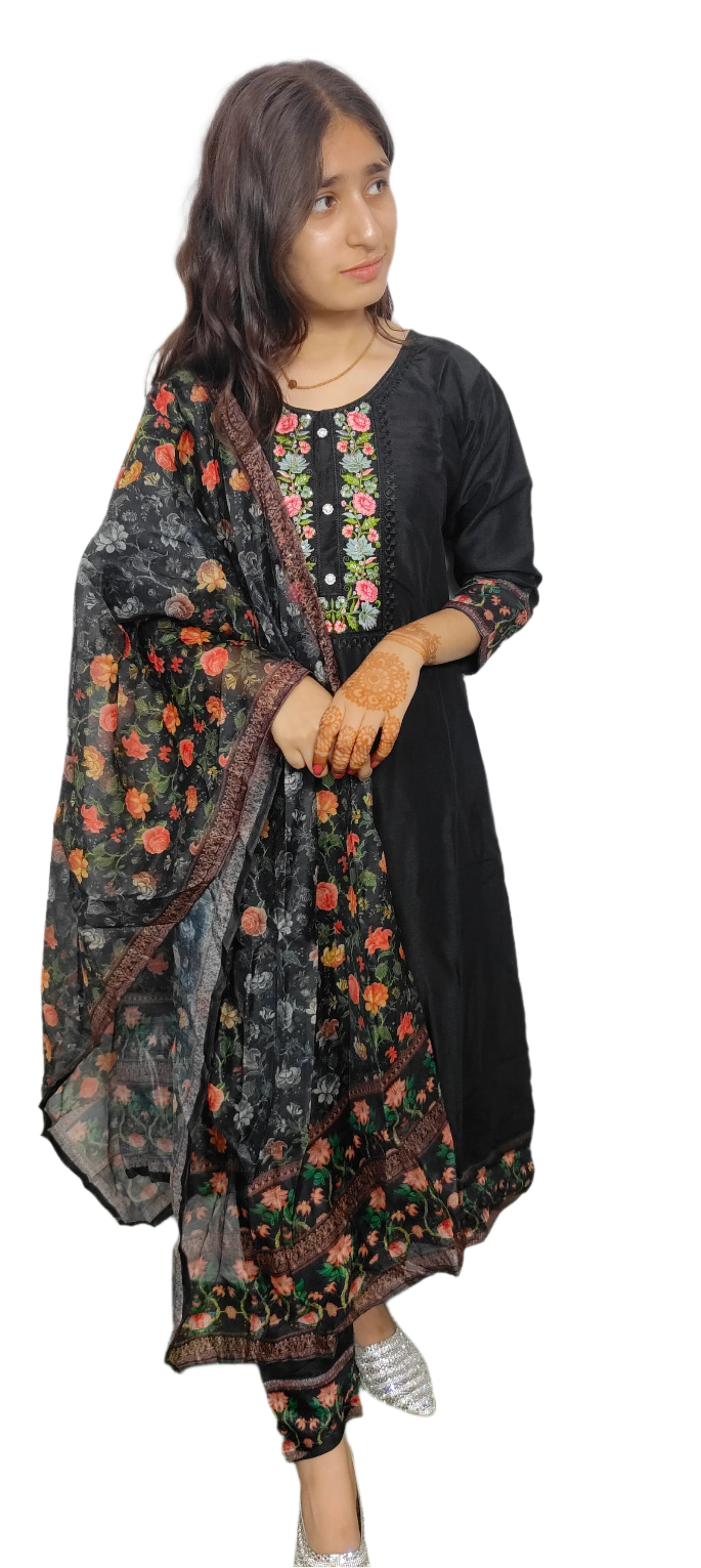Black 3 piece Bright kurta Set (Z064)