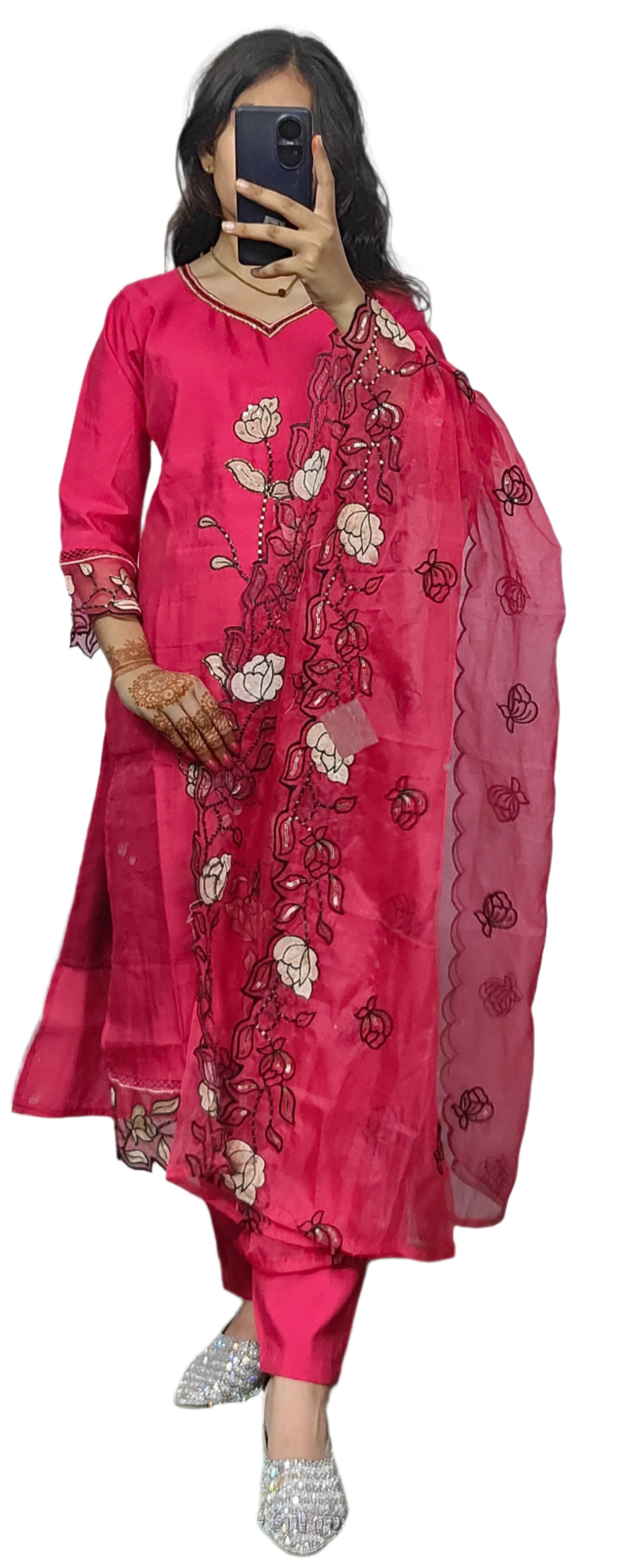 Rose Pink 3 Pice  kurta Set (Z065)